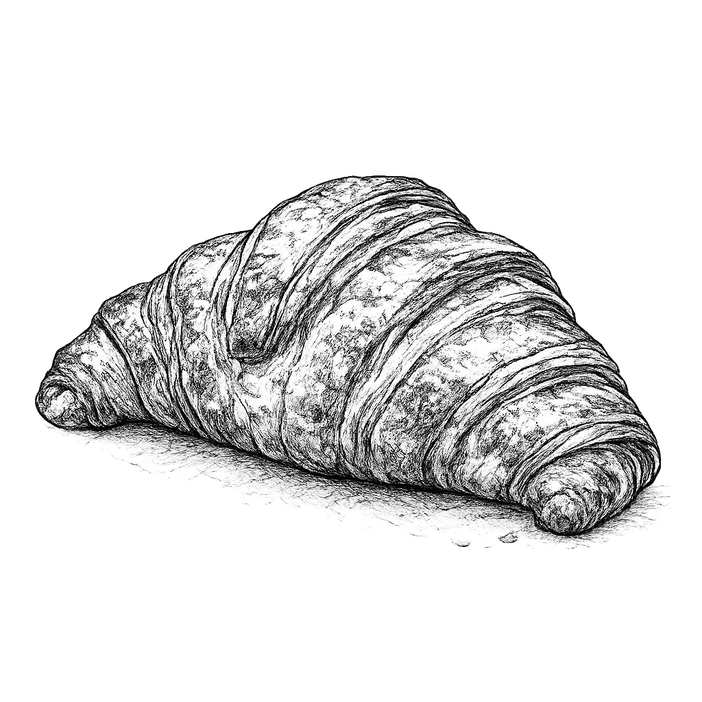 black and white sketch of a pastry