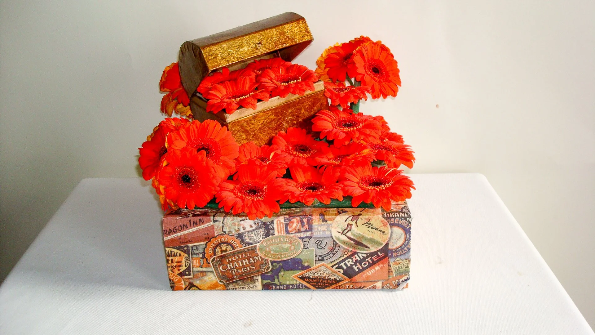 Grammy Table Arrangement Orange Gerbers.jpg