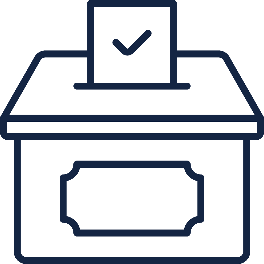 Outline icon of a cash register with a receipt showing a check mark.