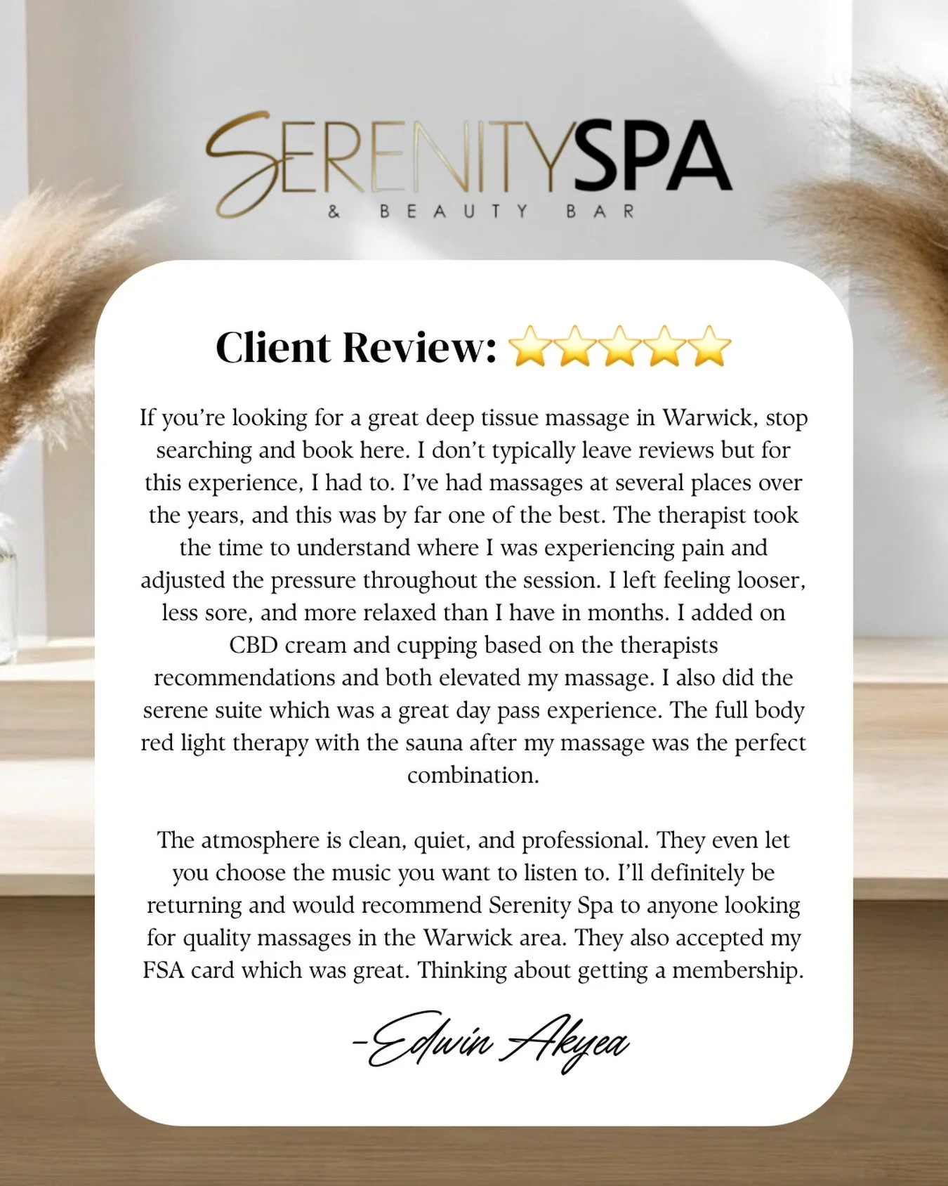 ⭐⭐⭐⭐⭐ Reviews like this never get old.

Knowing a client walked in with pain and left feeling looser, more relaxed, and already planning their next visit is exactly why we do what we do. From personalized massage therapy to thoughtful recommendations
