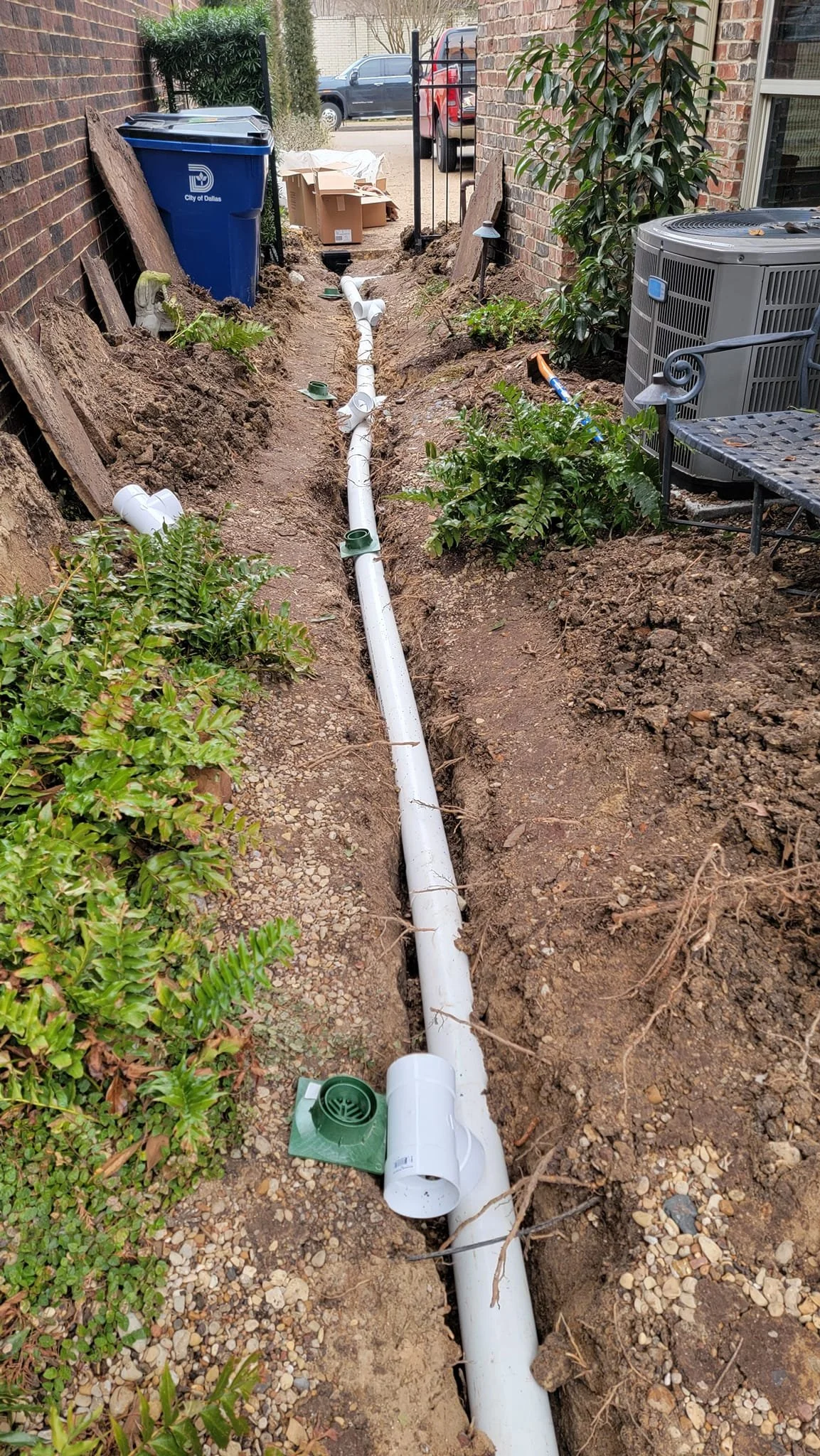 DURING: Drain and landscaping