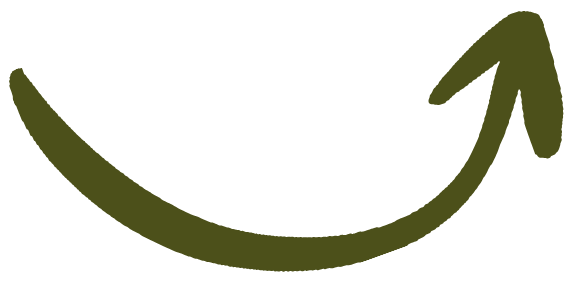 A dark green arrow pointing upward with a curved tail.