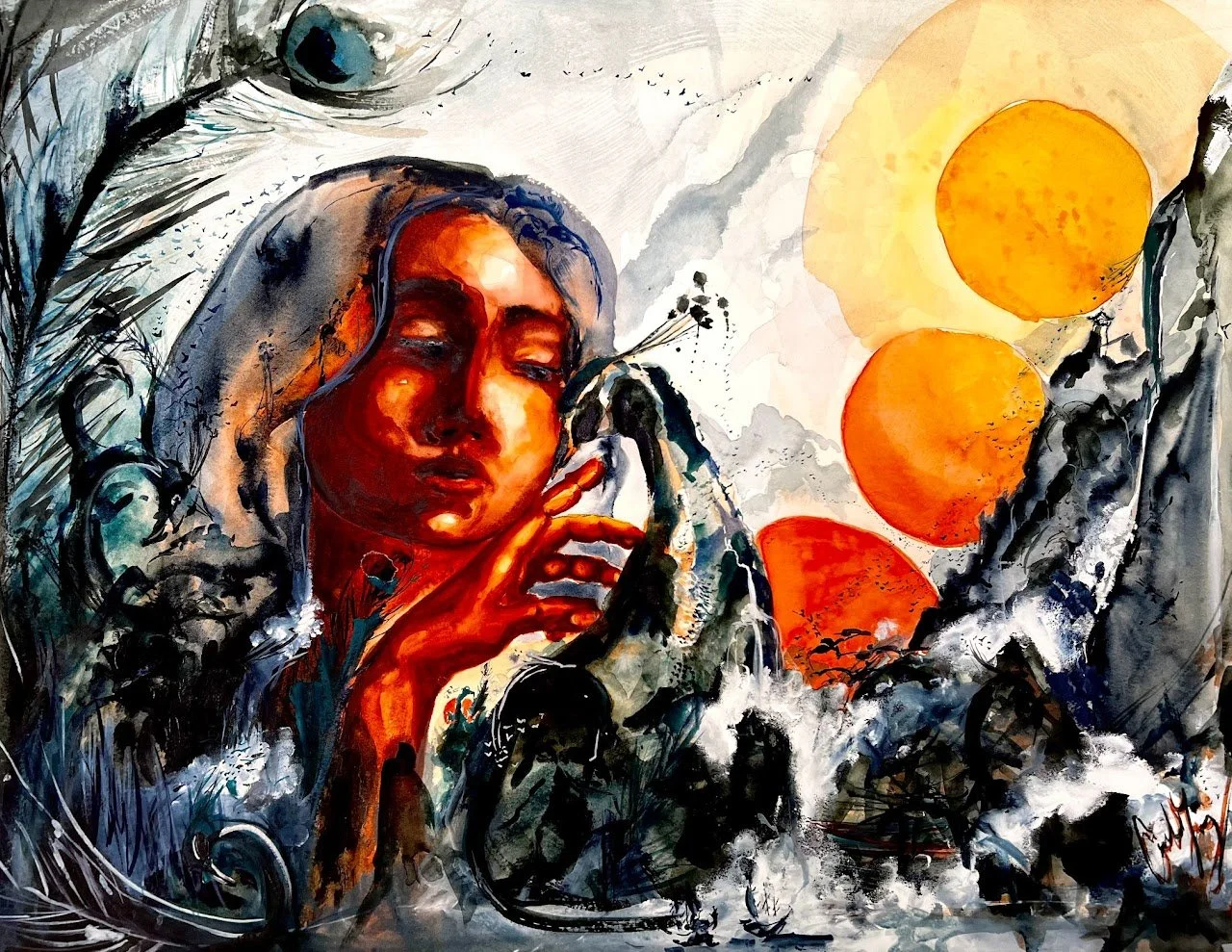 Nature's Three Body Problem, 2024. Imagery inspired by my research fellowship in Japan, in which I sought to understand the distinctions between Eastern and Western environmental philosophy. I traveled to rural mountainsides and villages to speak wit