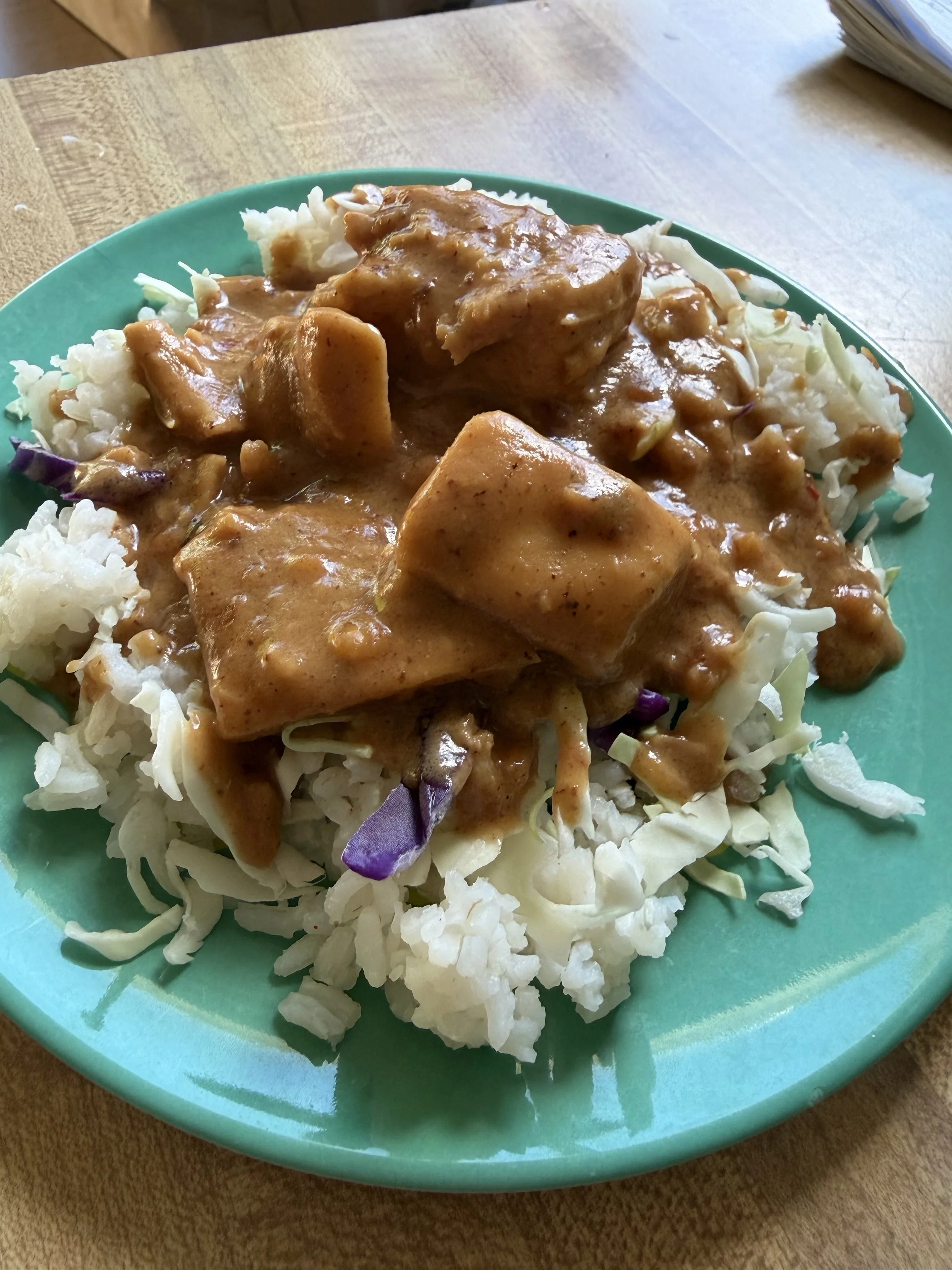 Thai Peanut Chicken Rice Bowls with Slaw