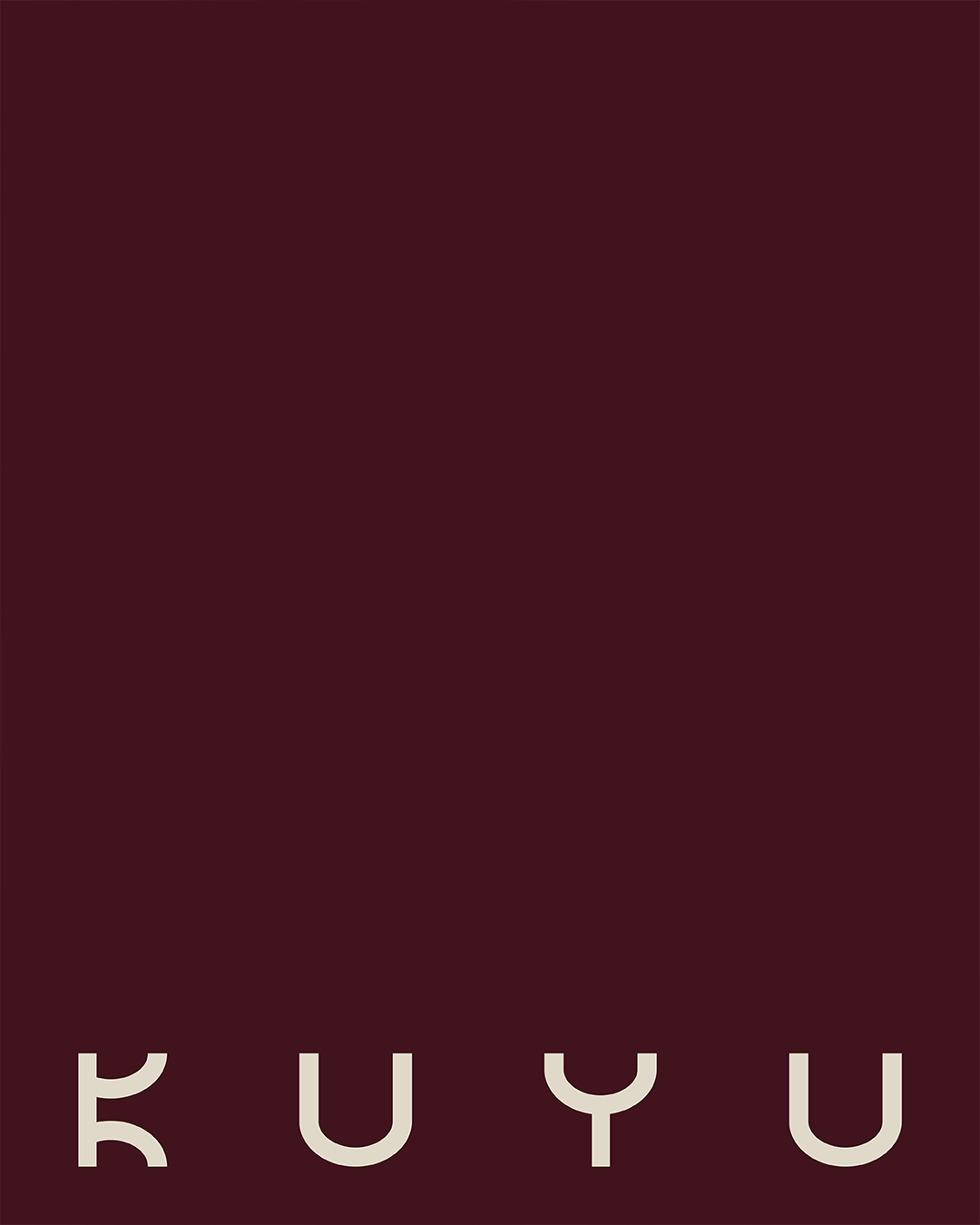 A dark red background with the word "KUYU" in beige letters at the bottom.