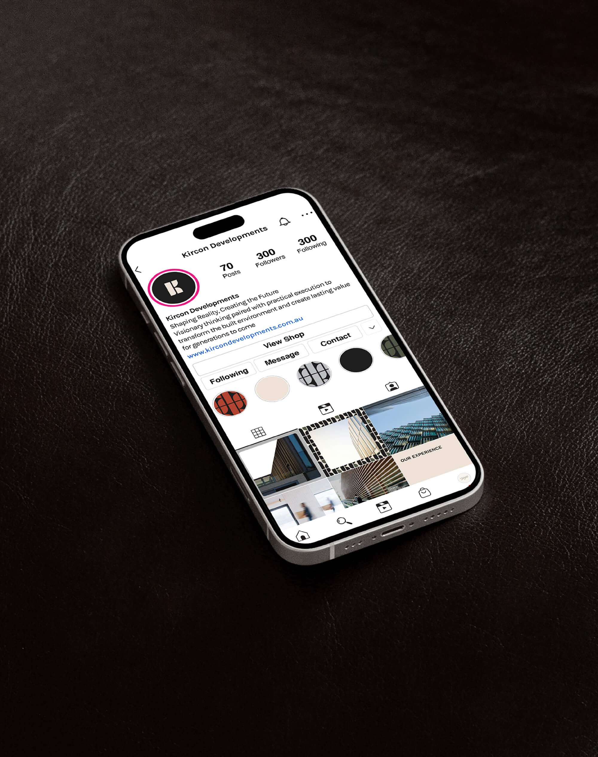 Social media Instagram designs as part of branding project for Kircon Developments by Melbourne based graphic designer Robyn Colton