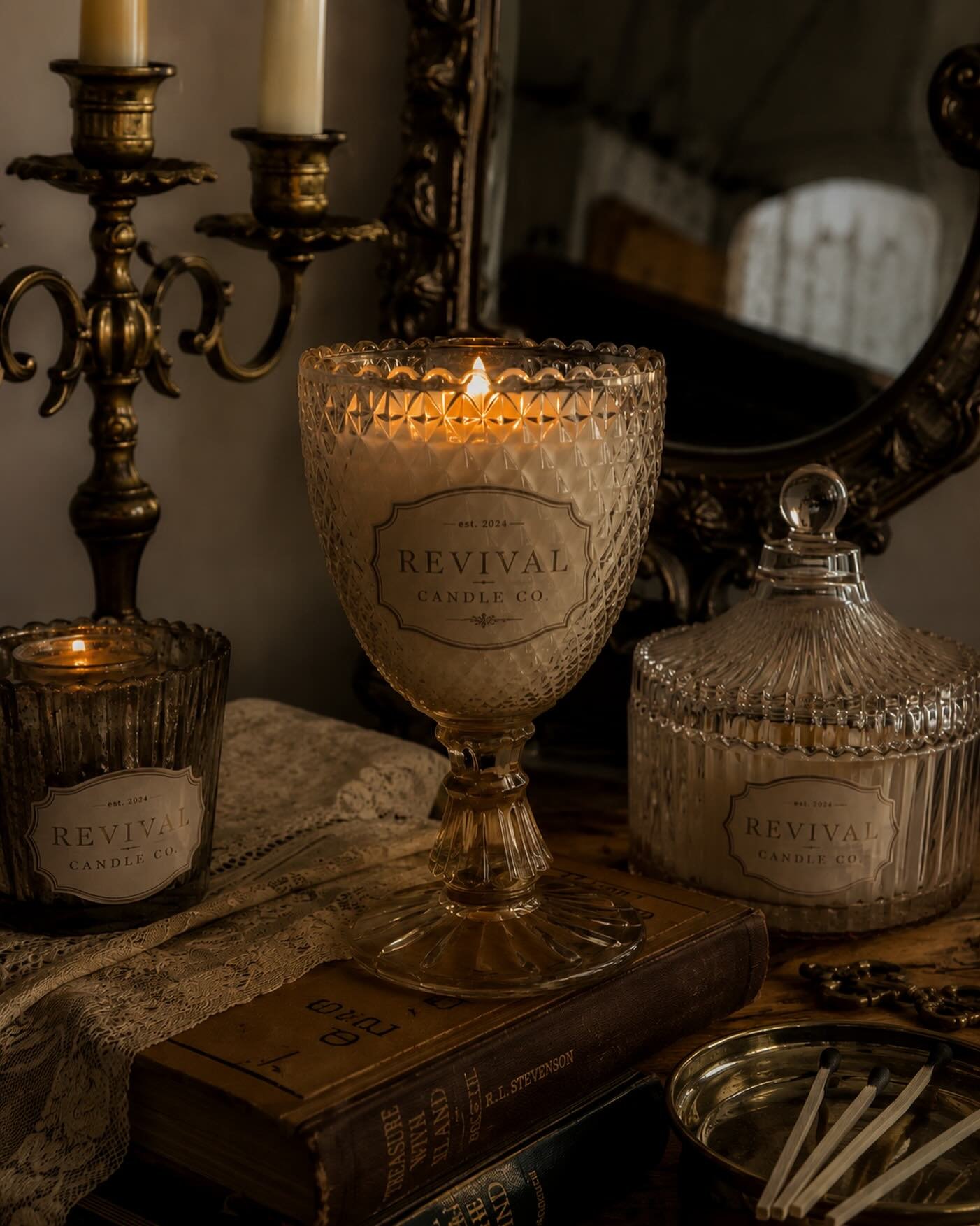 Revival Candle Co. was created from my love for finding beauty in old things and making them feel meaningful again.

I have always loved warm homes, antique pieces, comforting scents, and the feeling that something simple can tell a story.

This litt