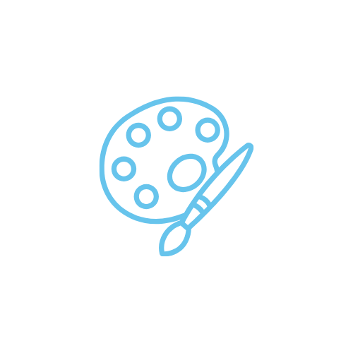 Icon of an artist's palette and paintbrush.