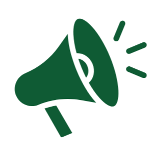 Green megaphone icon with sound lines