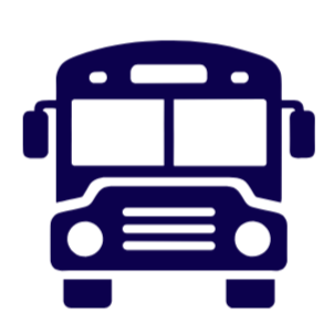 Icon of a bus facing forward with windows and headlights.