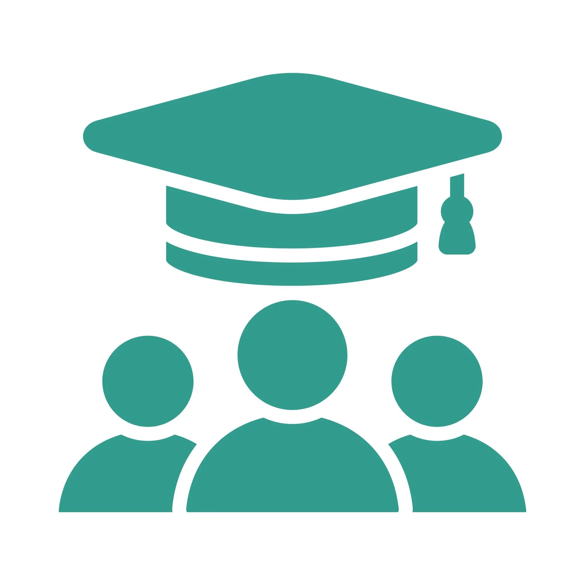 Vector illustration of a graduation cap with a tassel above five circular shapes, symbolizing education or achievement.