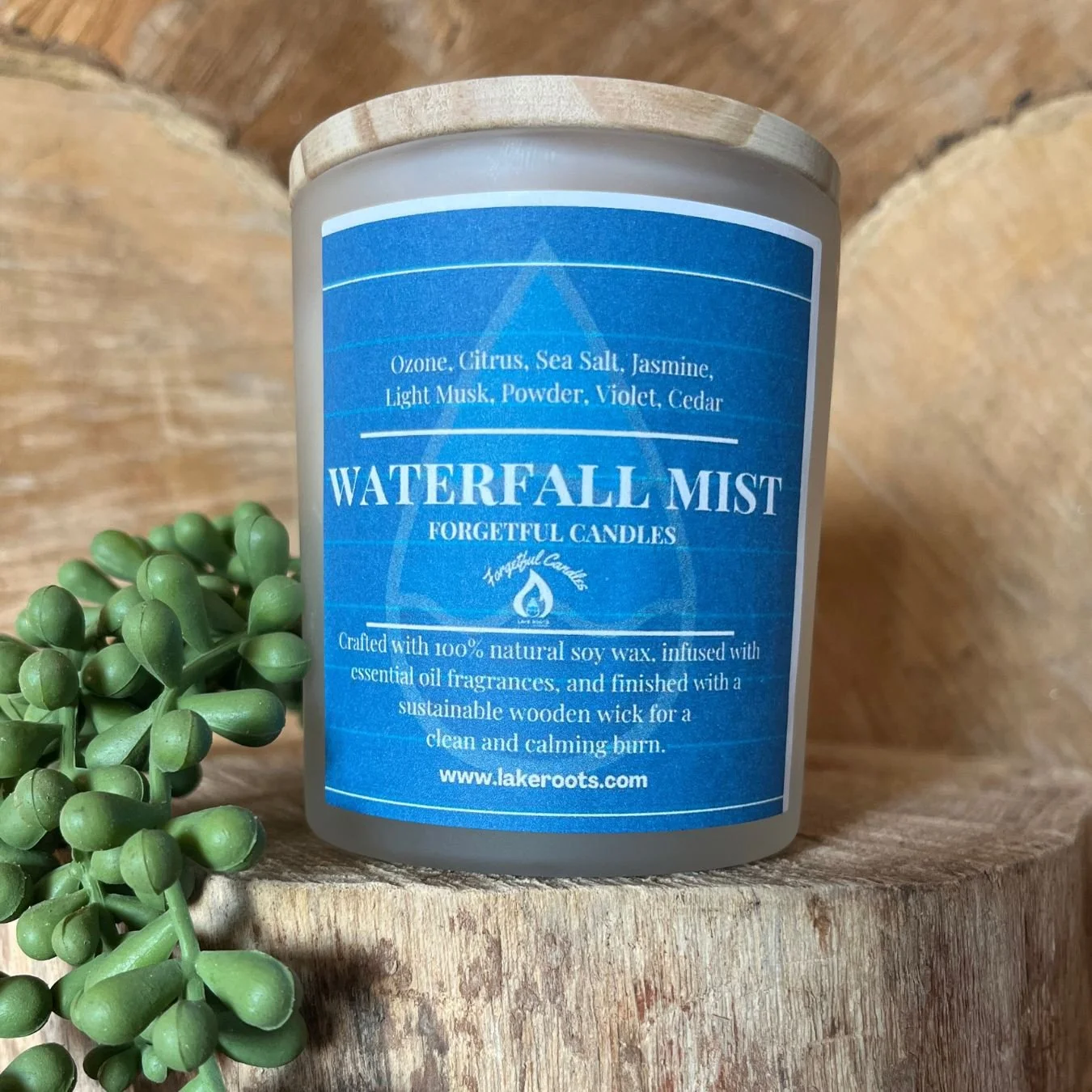 Waterfall Mist Forgetful Candle website image, Lake Roots CBD, Rice Lake WI , Soy Candle, CBD, TCM, Dr Maria Johnson Narveson.jpg