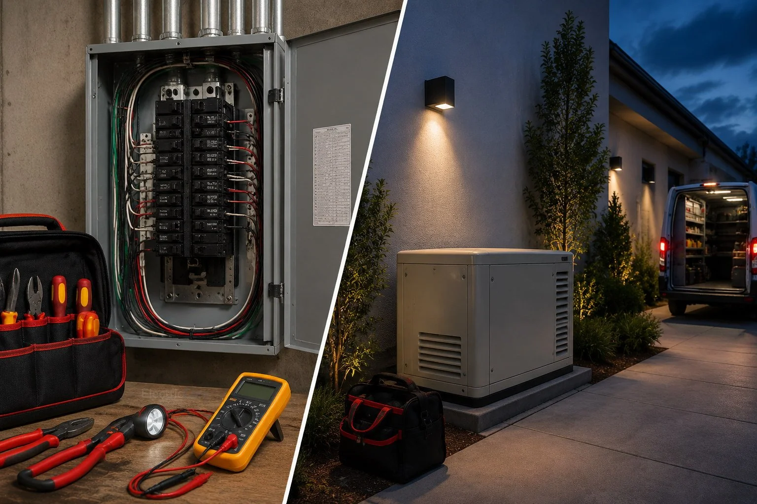 Electrical repairs, maintenance, troubleshooting, breaker panel service, generator support, and emergency electrical service by Core Electric