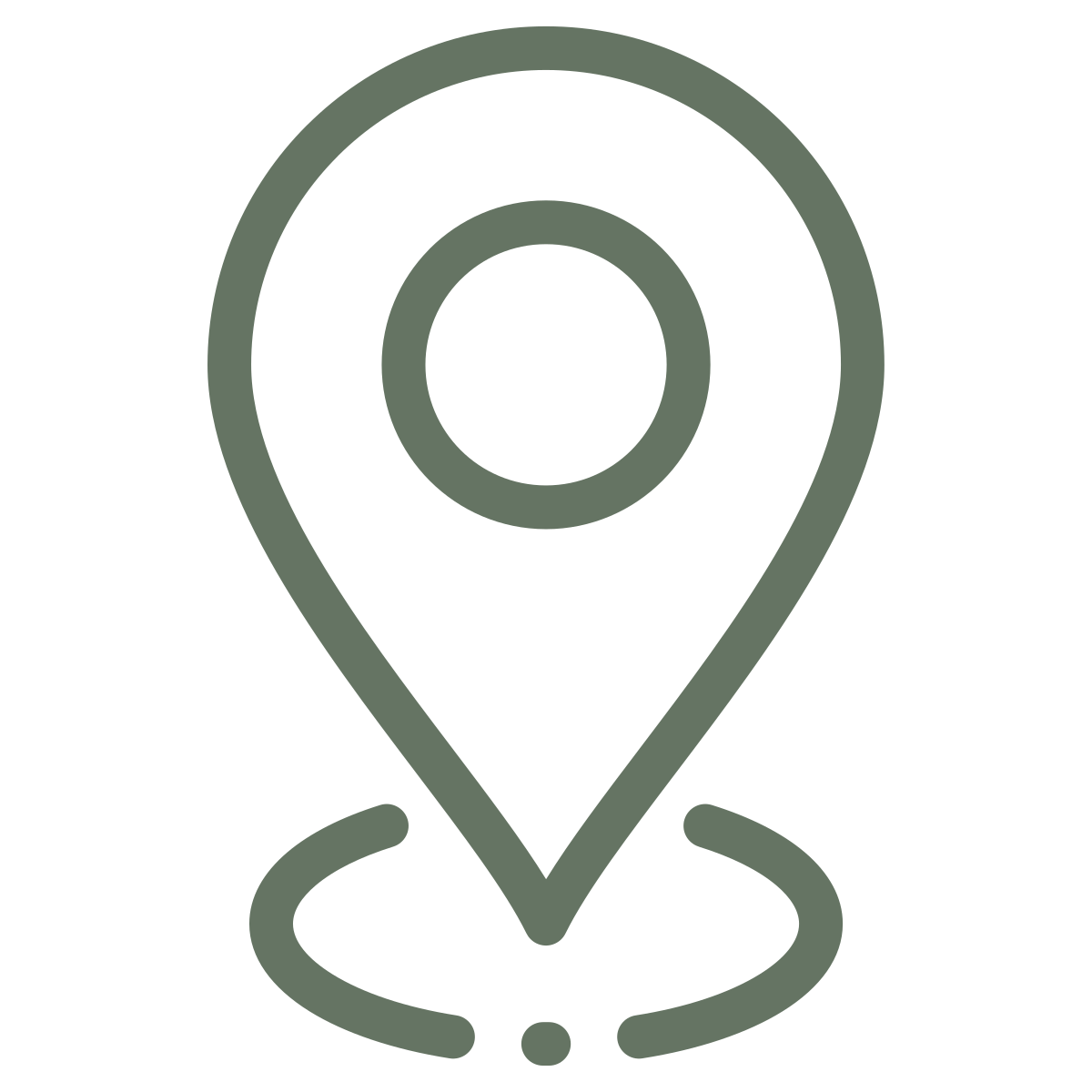 Icon of a location pin marker with a circle inside, representing GPS or navigation.