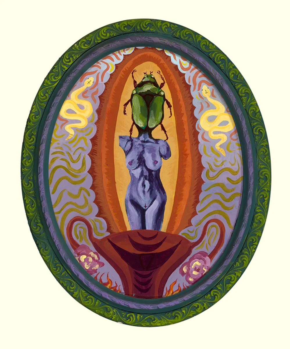 Our Mother Who Art in Hell, 2022, 18" x 12", acrylic on cardboard/customized frame