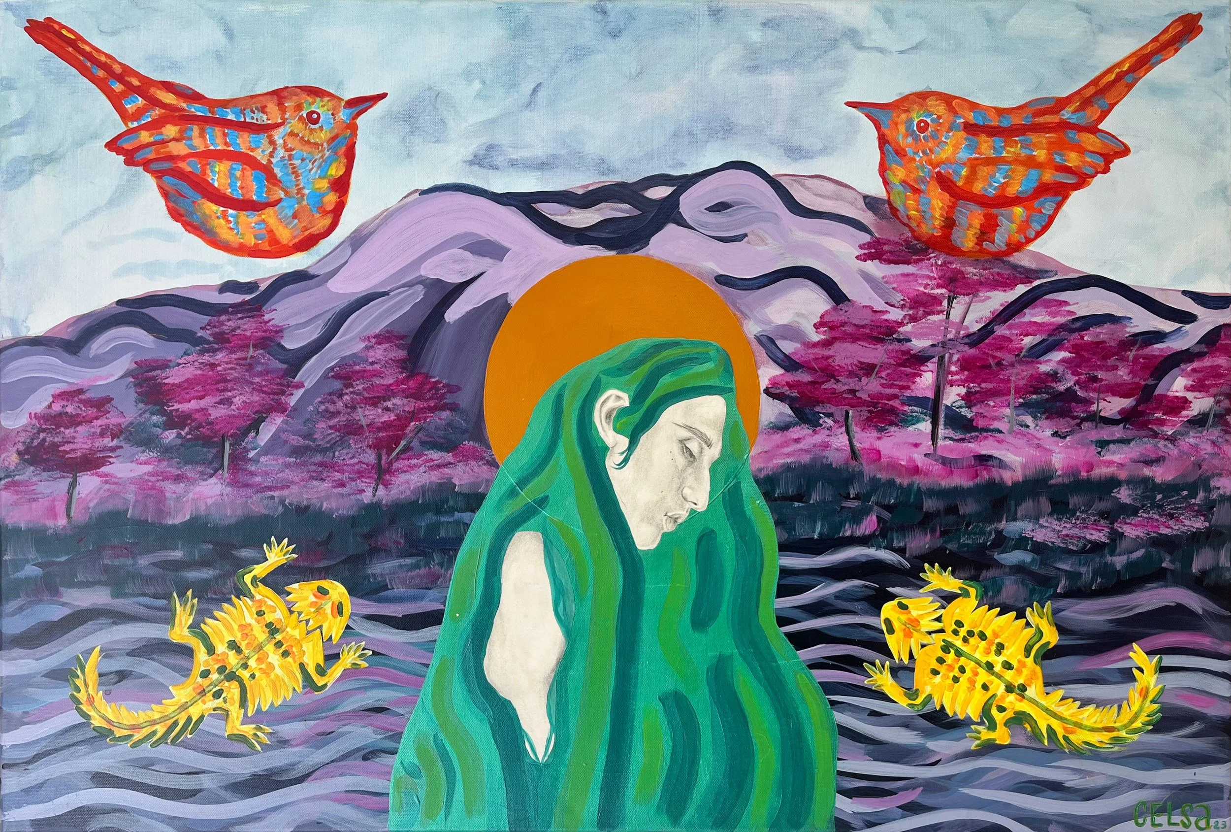 Wisdom, 2023, 24" x 36", multi-media