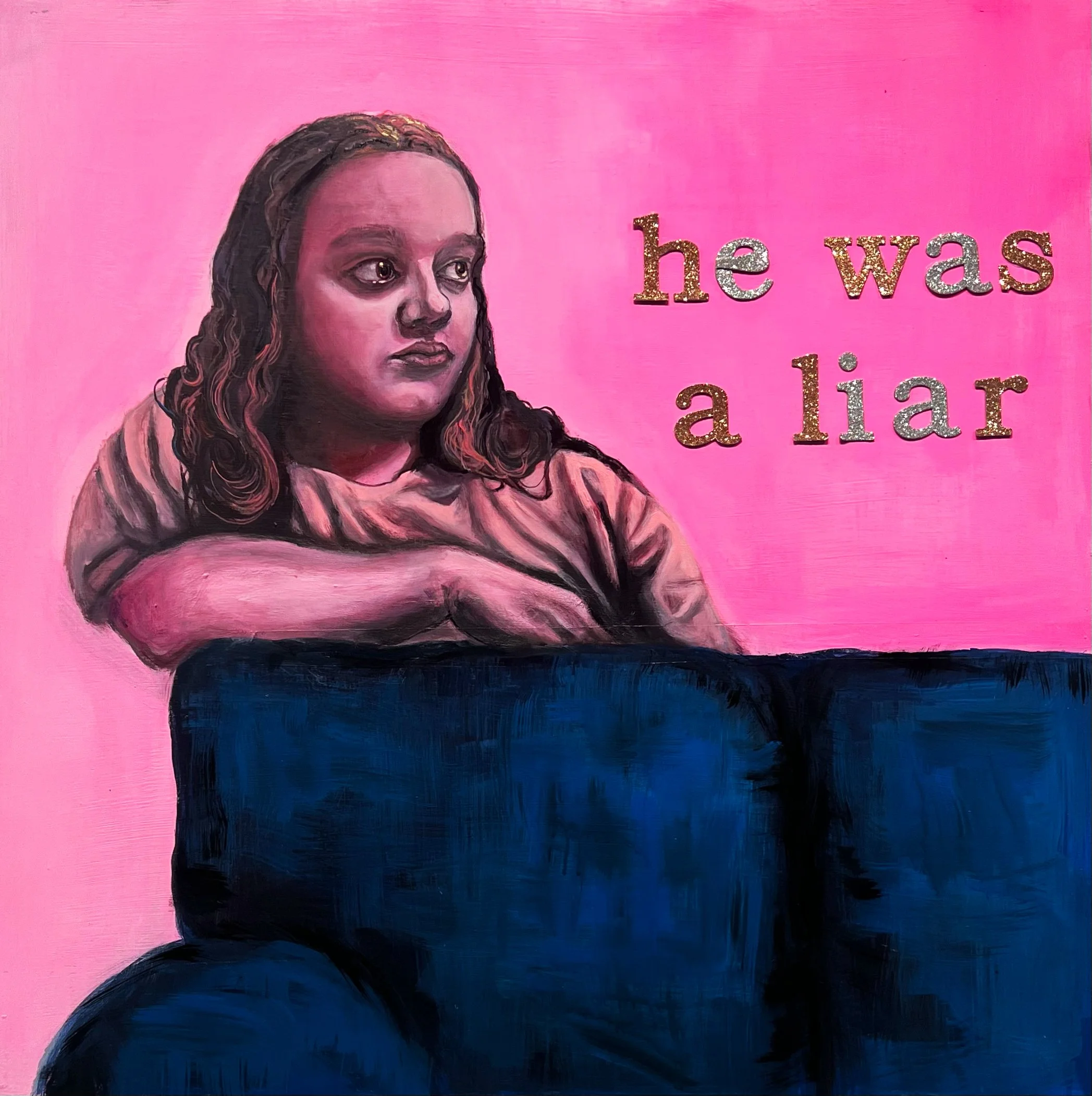 He Said, She Said, Hearsay, acrylic and foam on wood panel, 36" x 36"