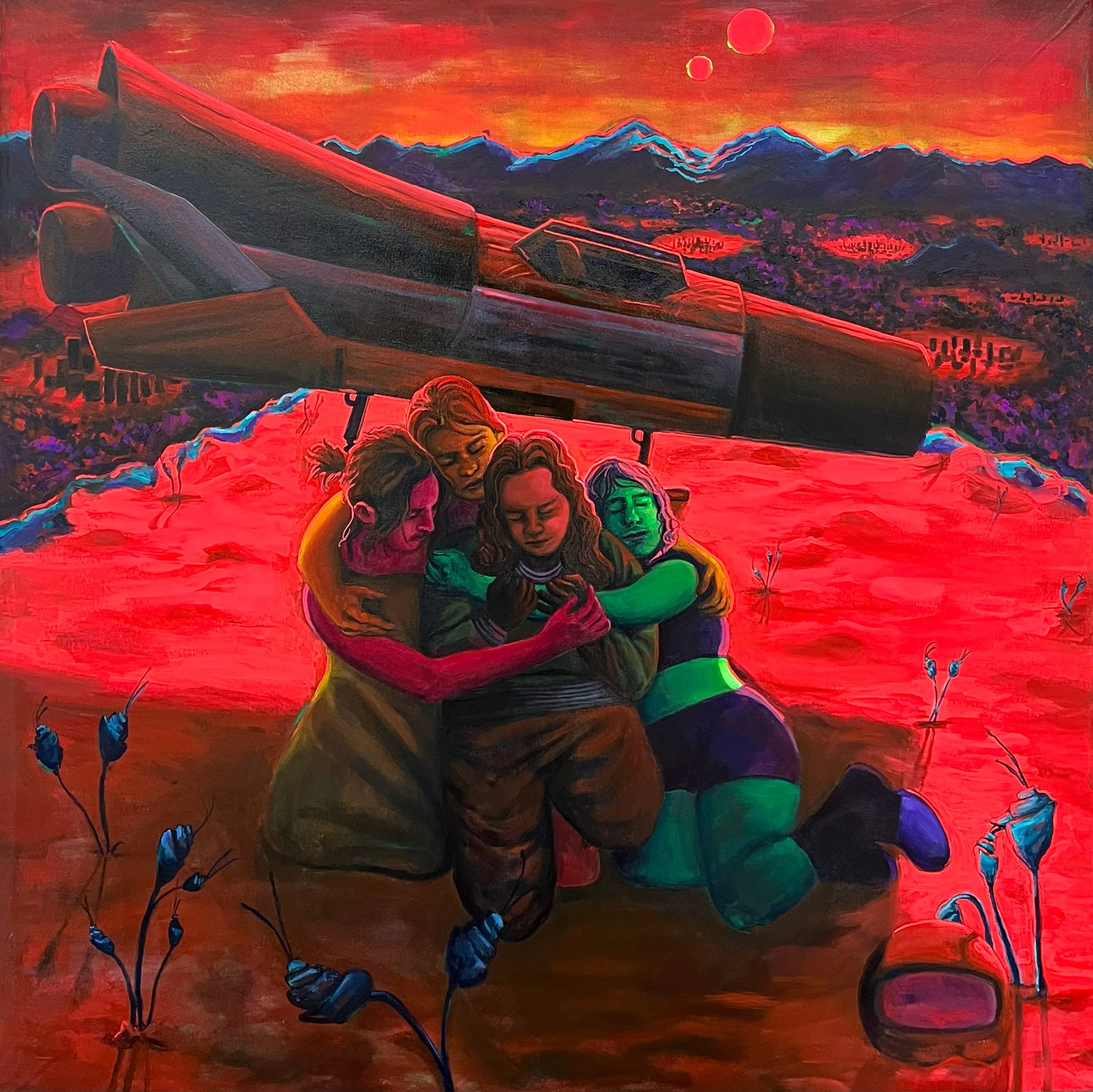 Space Fantasy: The Goodbye (Part 9), acrylic on canvas, 54" x 54," 2026