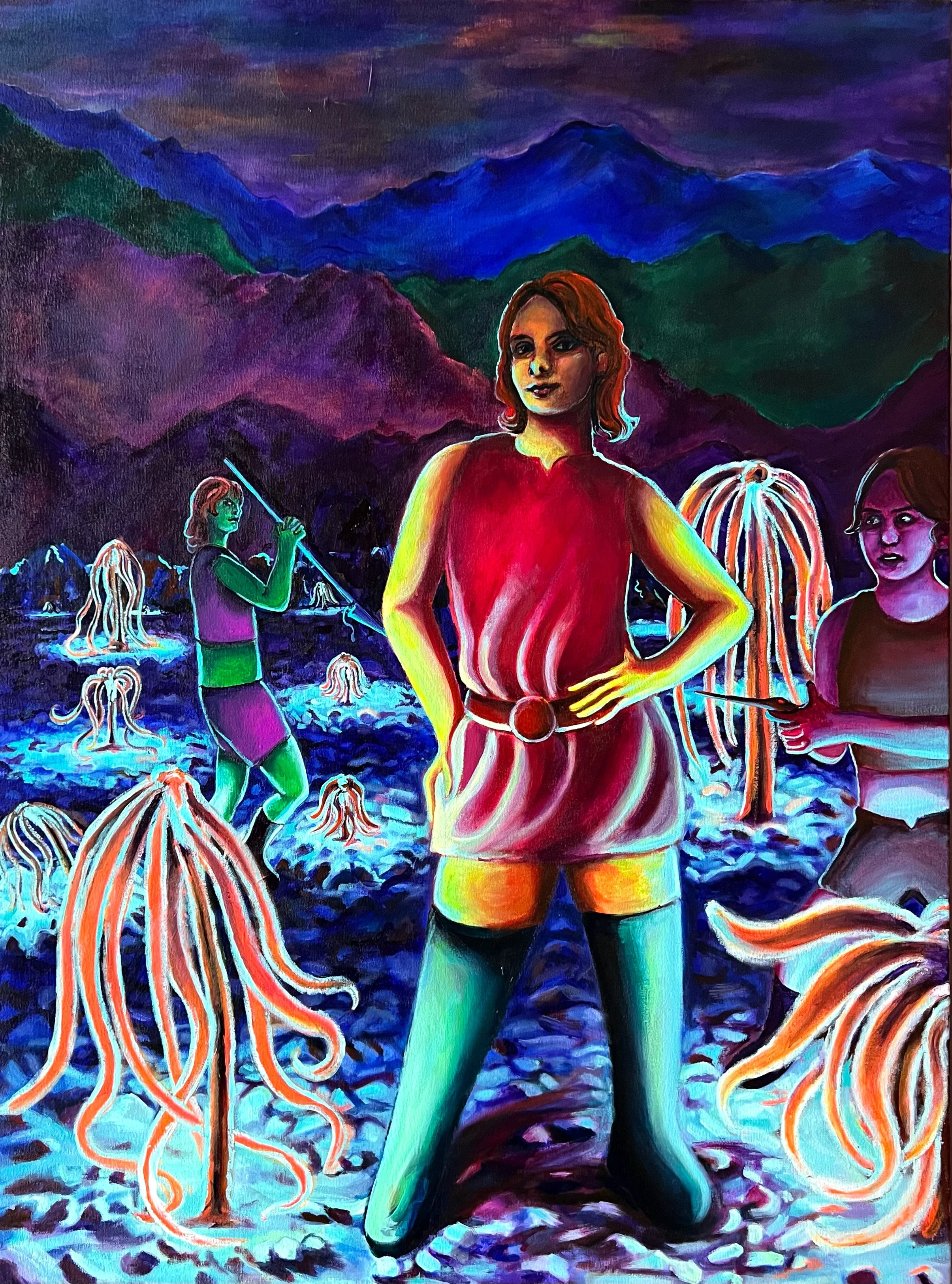 The Heroines (Space Fantasy), acrylic on canvas, 48" x 36," 2026