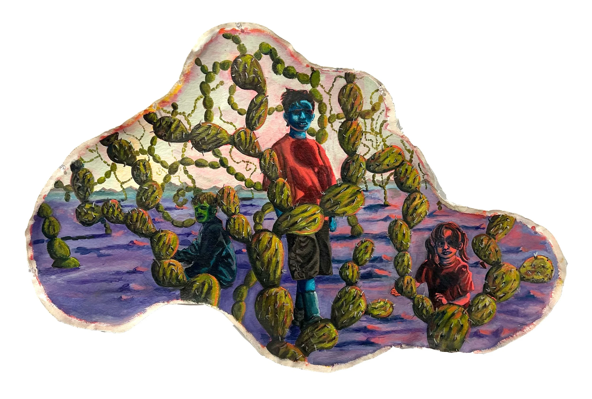 The Cactus Children, Acrylic on Canvas, 37" x 28," 2025