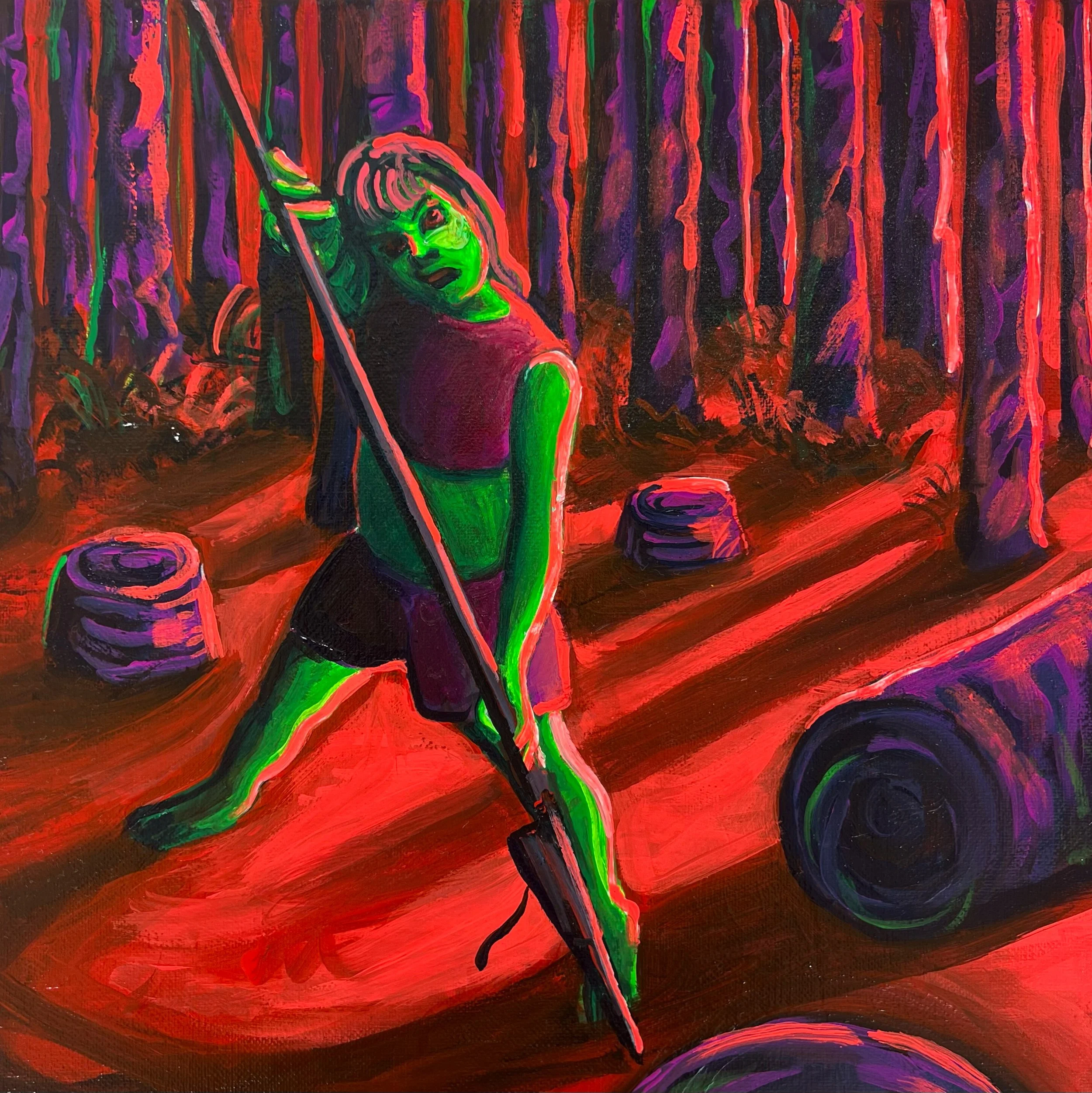 The Warrior (Emily), acrylic on canvas, 12" x 12," 2026