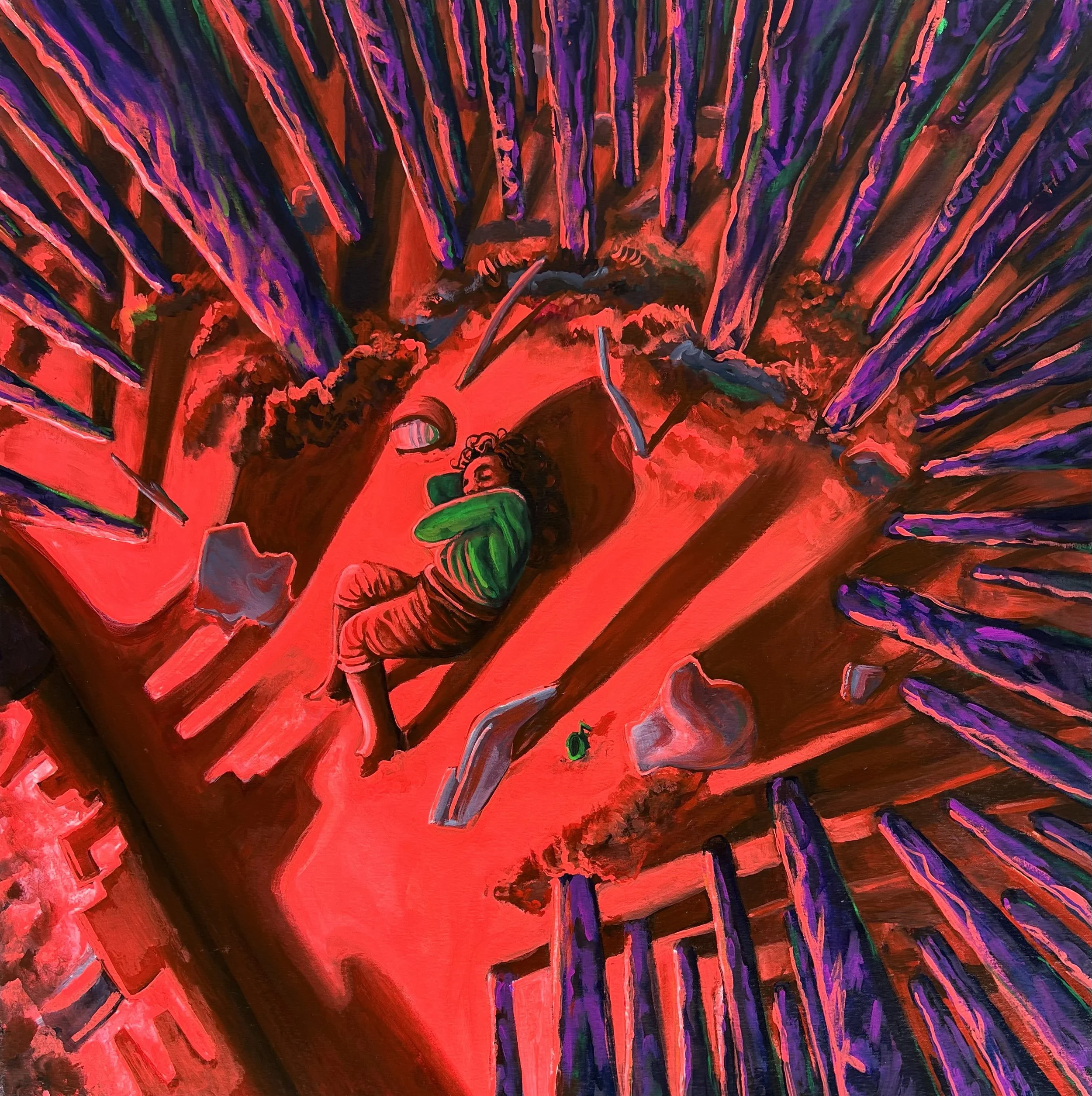 Space Fantasy: The Landing (Part III), acrylic on canvas, 36" x 36," 2026