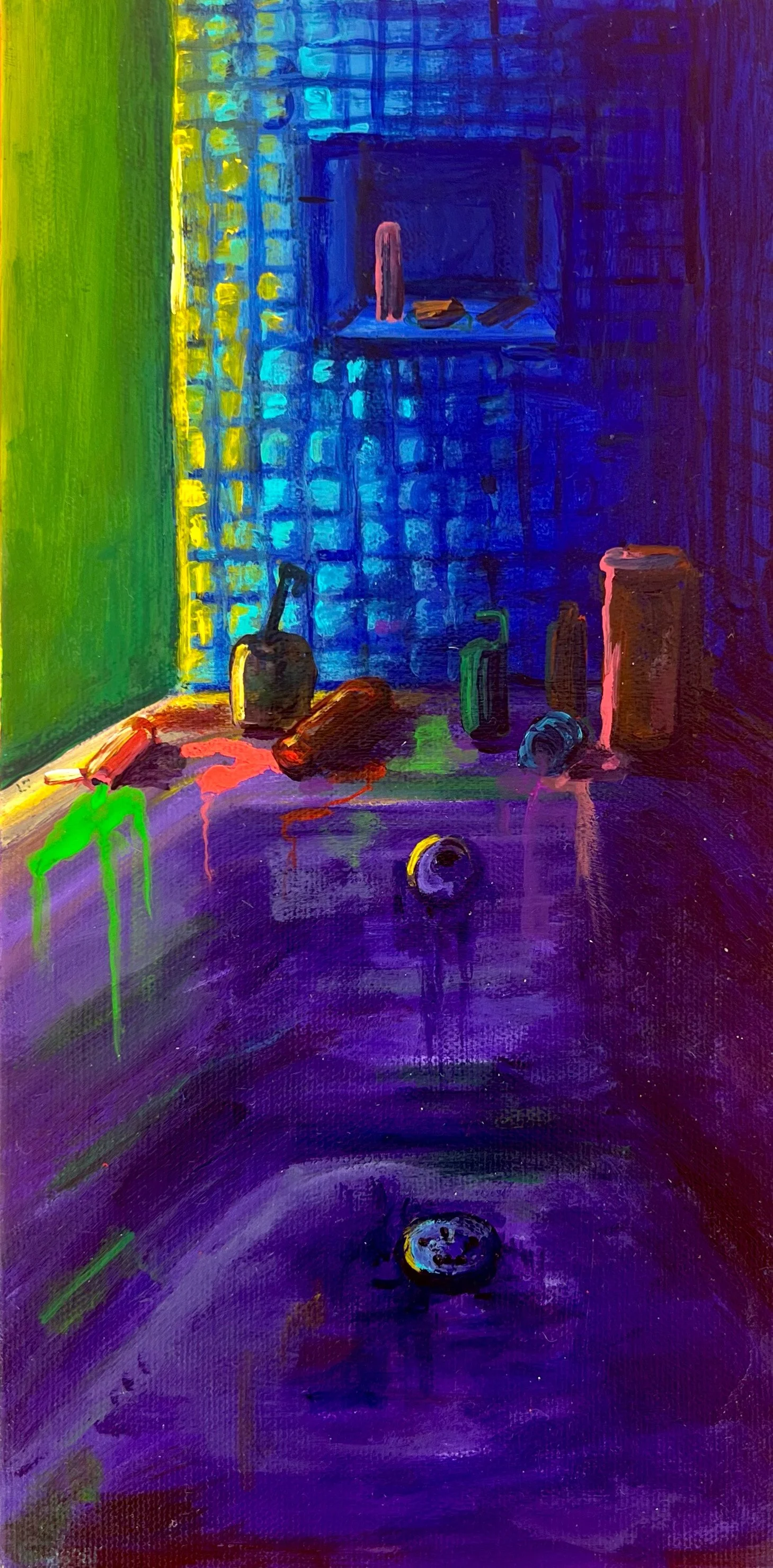 View from the Bathroom, acrylic on canvas, 12" x 6," 2026