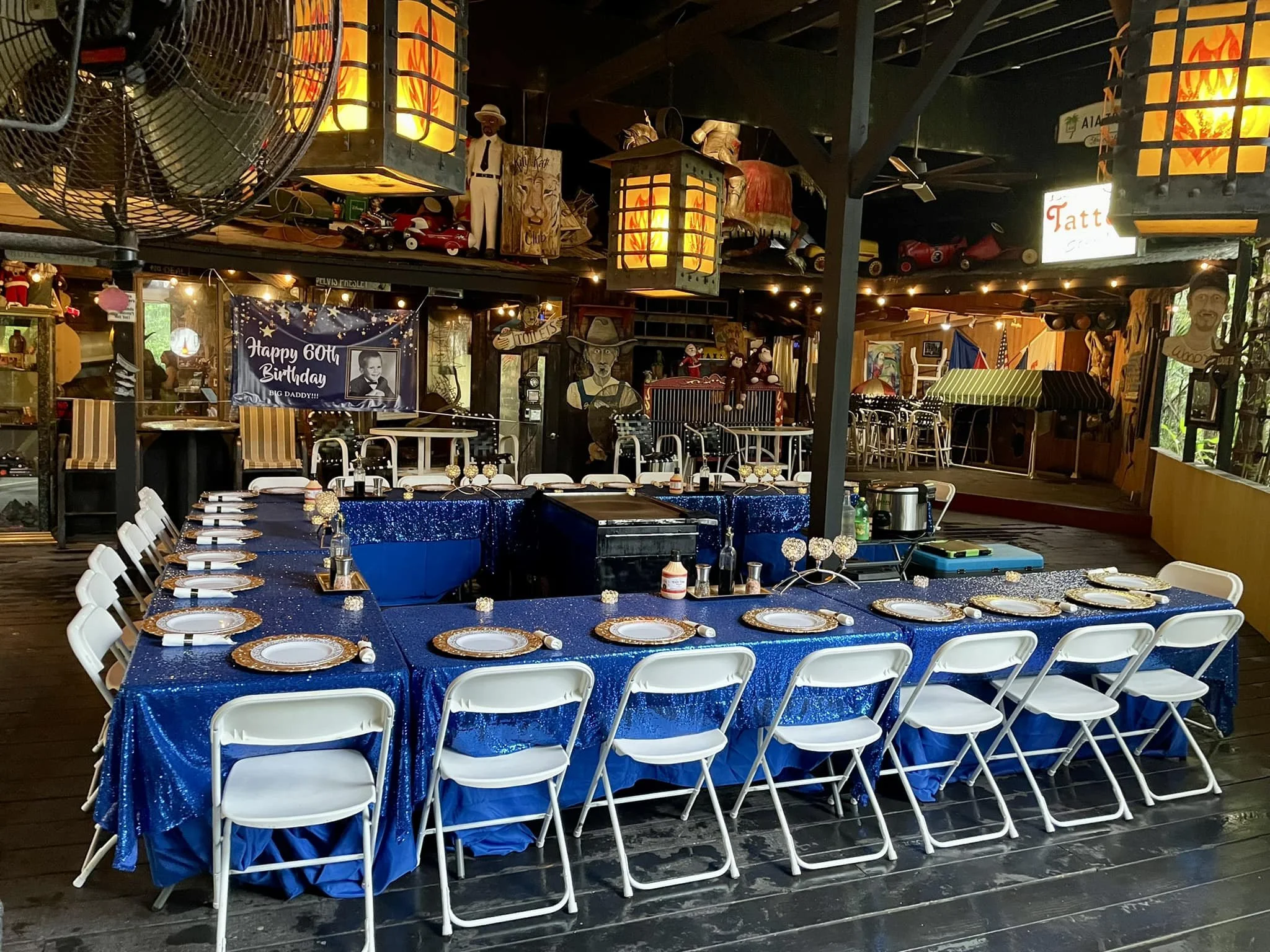 Customized indoor Hibachi Catering event with unique themed decor, ideal for a Graduation Party, Bachelor Party, or any special celebration.