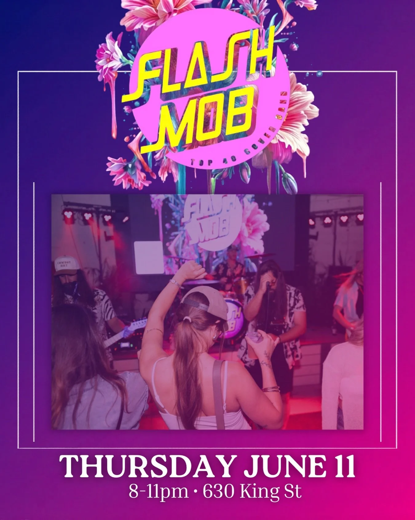 🌺⚡️ FLASH MOB IS BACK ⚡️🌺

The party returns TOMORROW, June 11 from 8&ndash;11PM at HIDEOUT!

🎶 @flashmob_charleston : 8&ndash;11PM 🎧 B2B DJs take over inside starting at 10PM 
TONIGHT ⬇️⬇️⬇️
@mamakims843 kitchen takeover
@reverse_cowgurl live on
