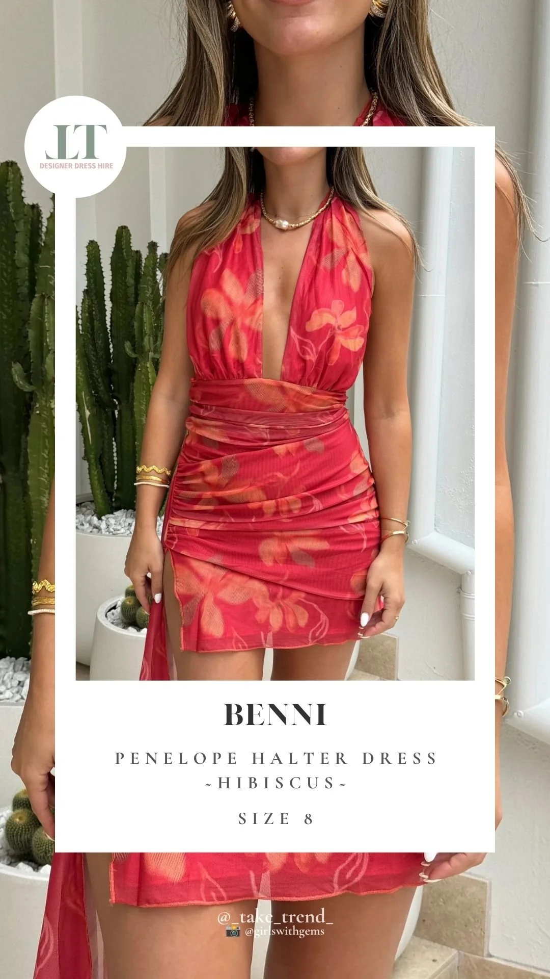 BENNI — Penelope Halter Dress — Hibiscus