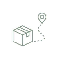 Box with barcode and a destination pin indicating shipping or delivery.