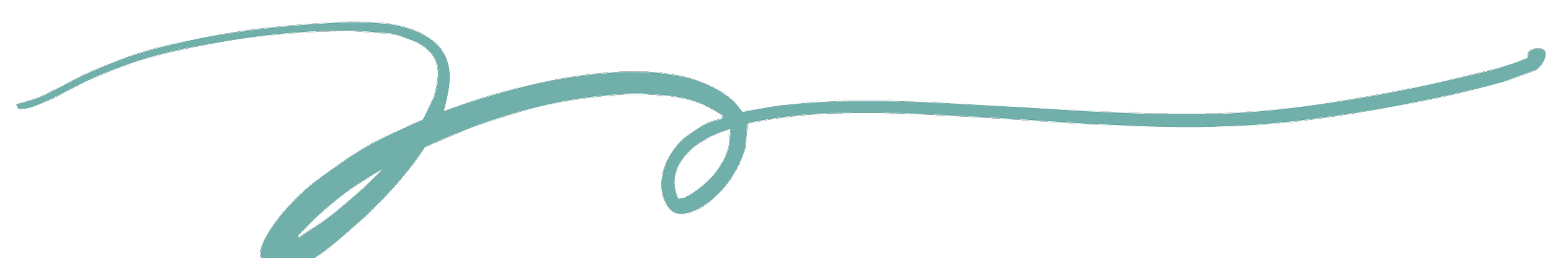Decorative teal-colored script text with elegant loops and swirls.