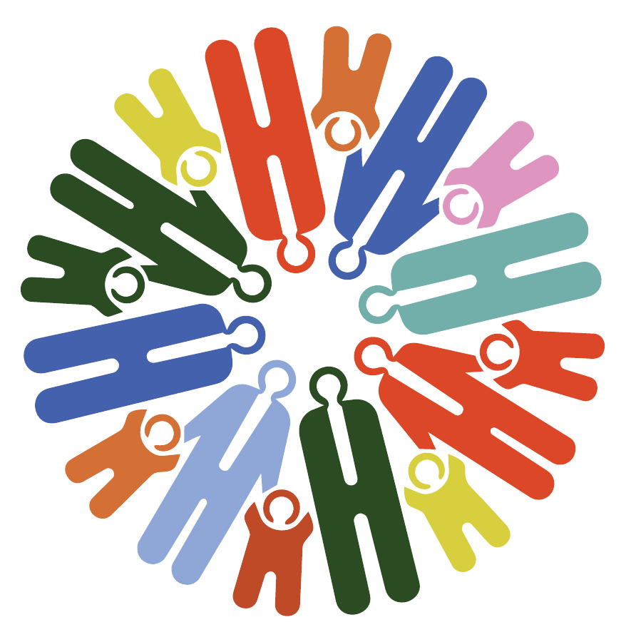 Colorful paper cutout figures of people arranged in a circle. WHCCNS