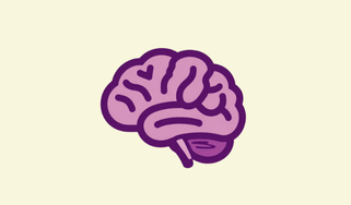 Illustration of a purple brain on a light background