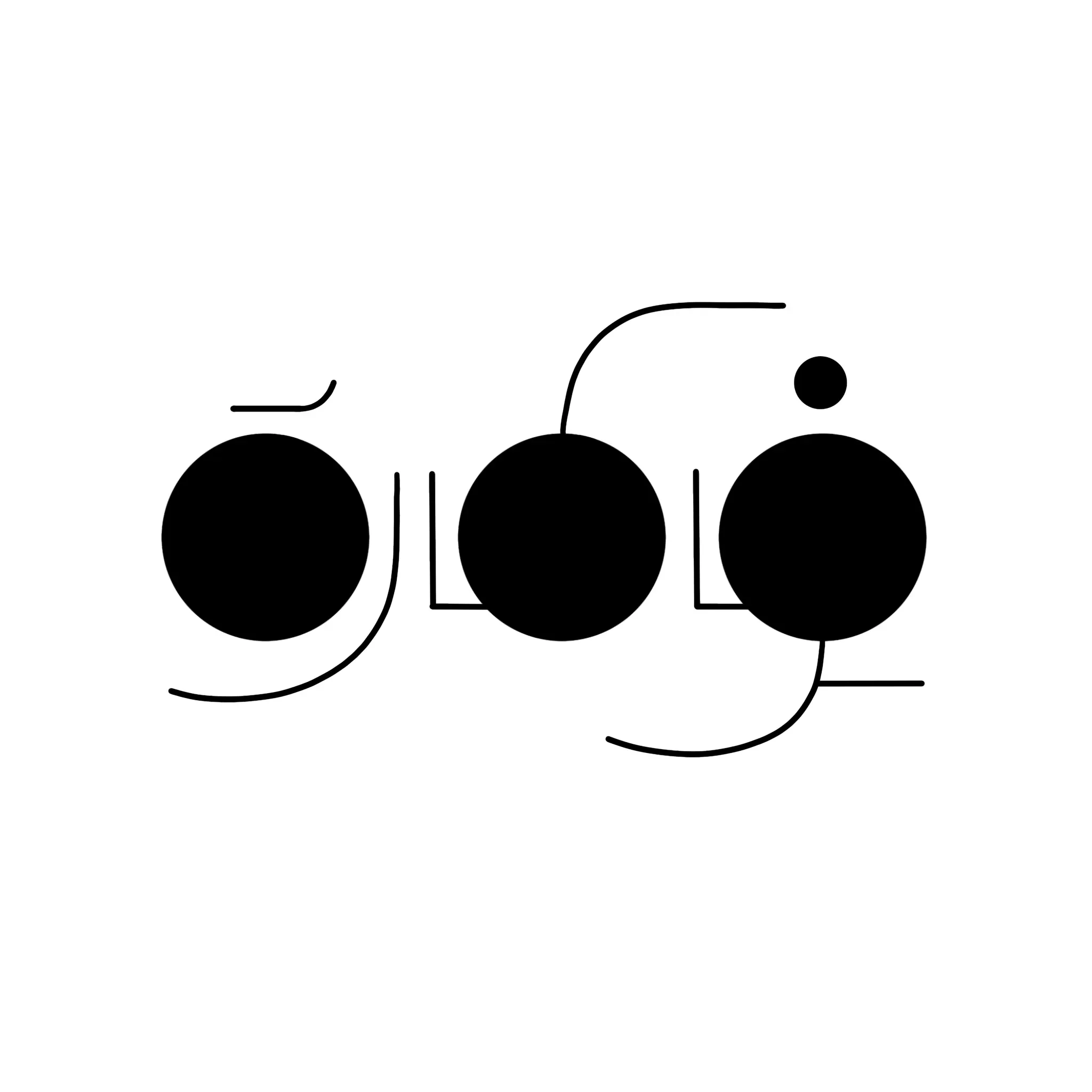 Black and white line drawing of a group of stylized, round-headed people holding hands, with one person holding a child.