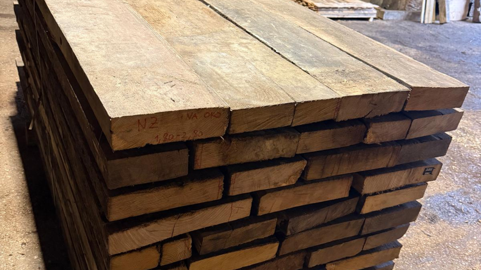 Reclaimed European oak wine press floor planks suitable for custom tables, benches and architectural furniture.