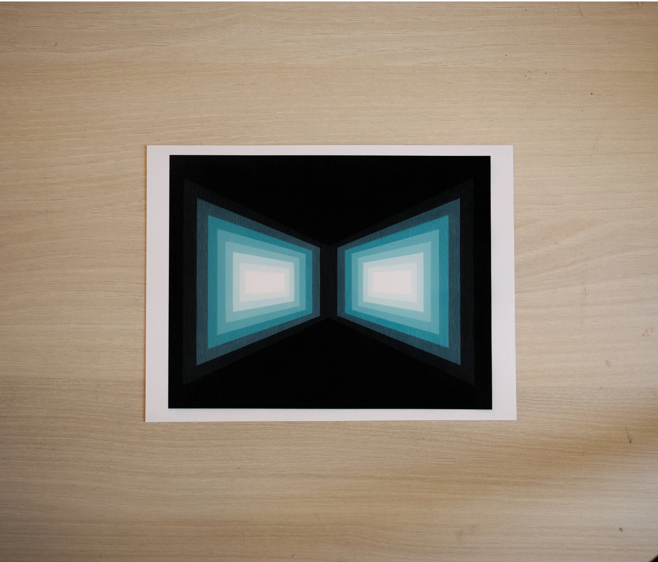 Electric cyan geometric artwork using linear perspective and value shifts to create a powerful three-dimensional portal illusion.jpg