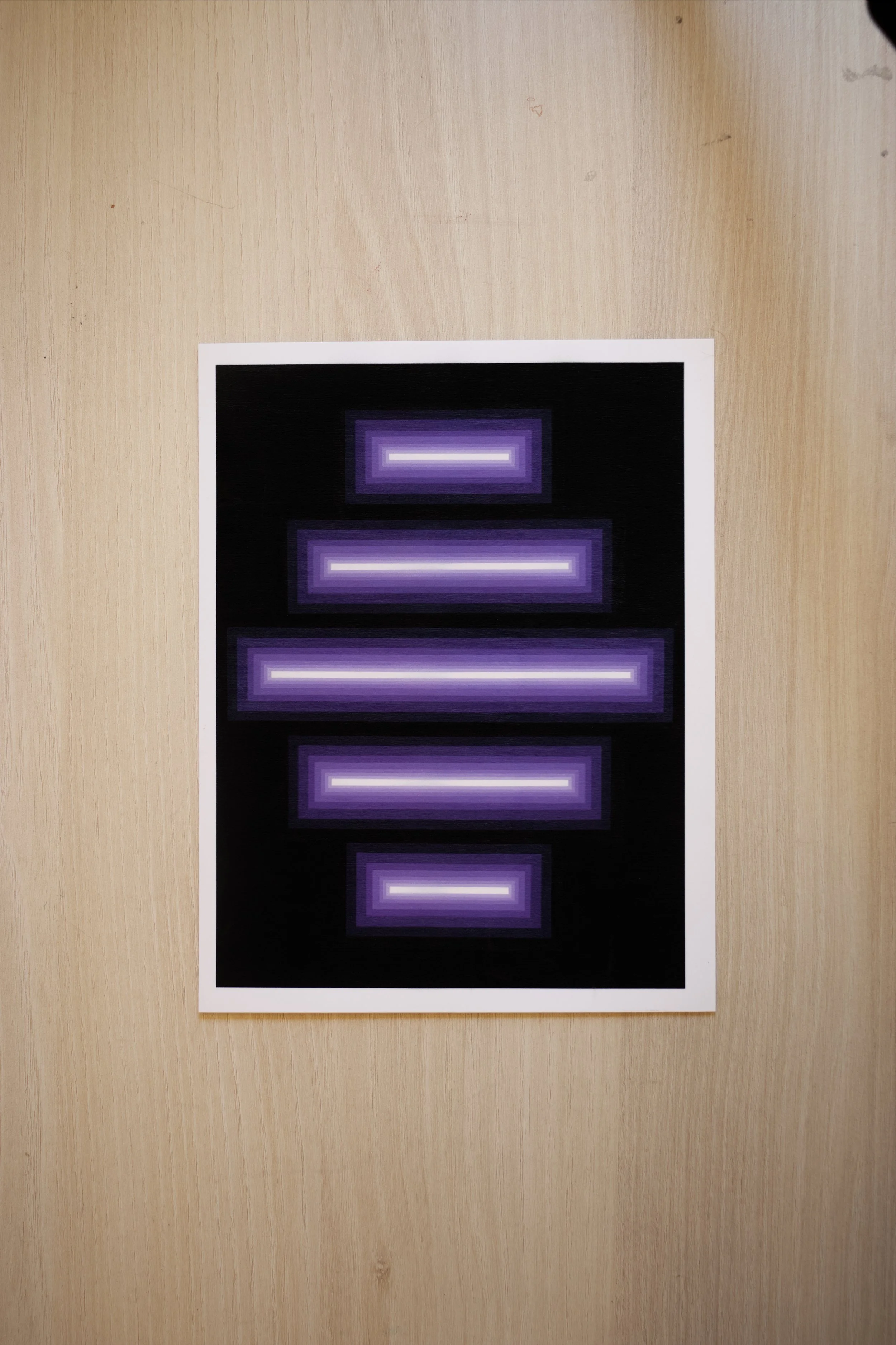 Monochromatic violet geometric art featuring a balanced, symmetrical structure and hard-edged lines that emit a radiant energy.jpg