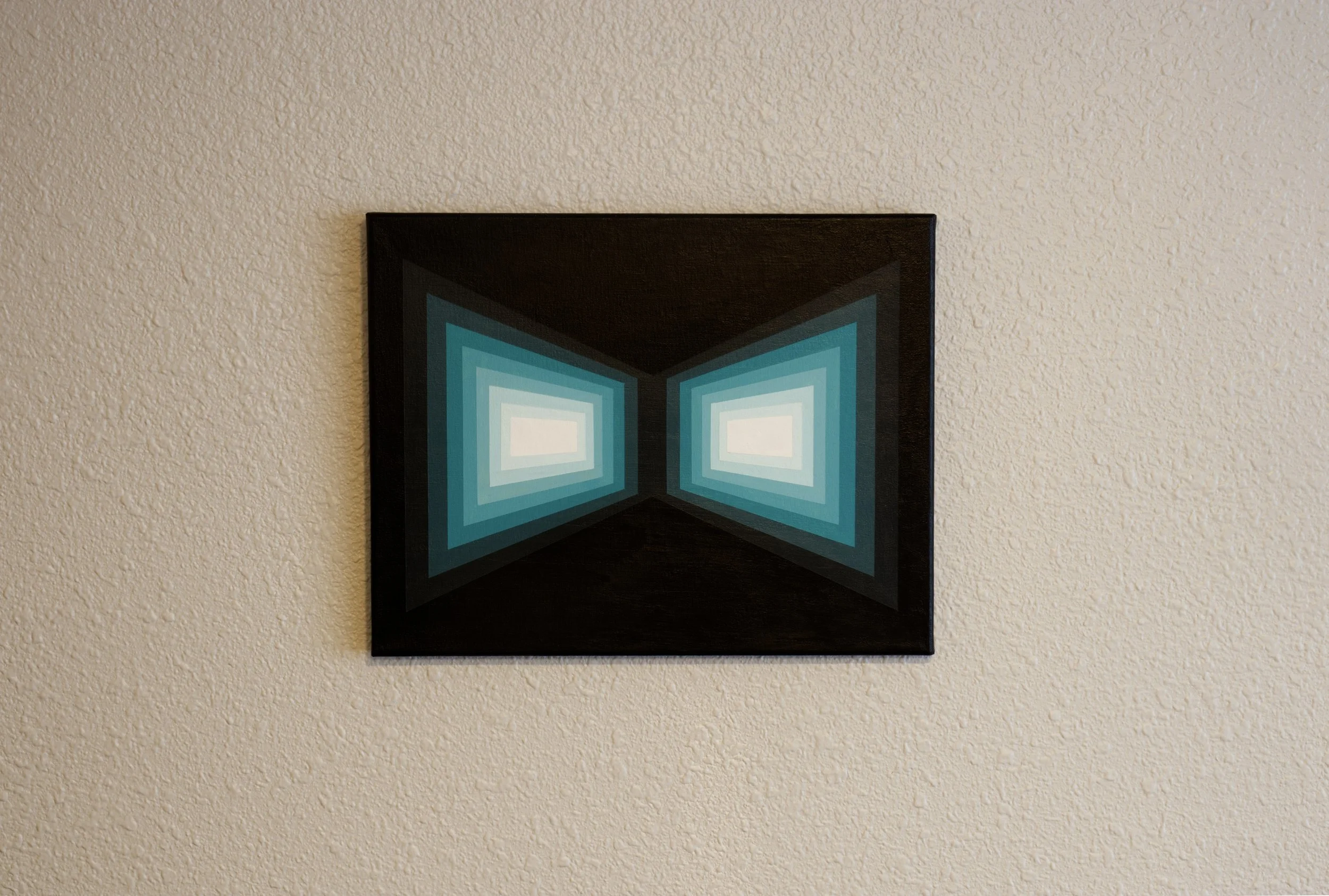 Electric cyan geometric artwork using linear perspective and value shifts to create a powerful three-dimensional portal illusion.jpg
