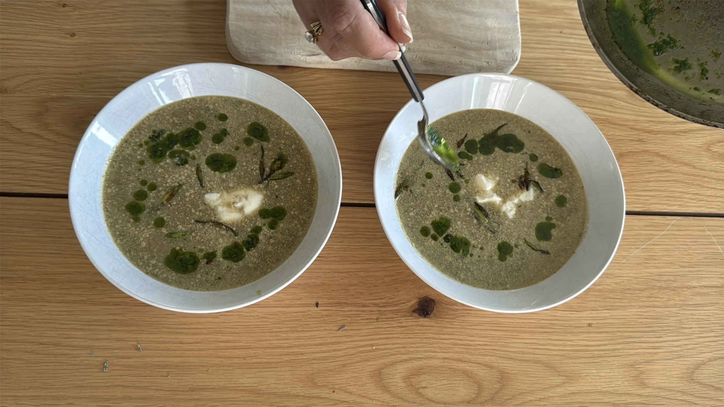 Wild Spring Soup with Soy Milk &amp; Wild Garlic Oil