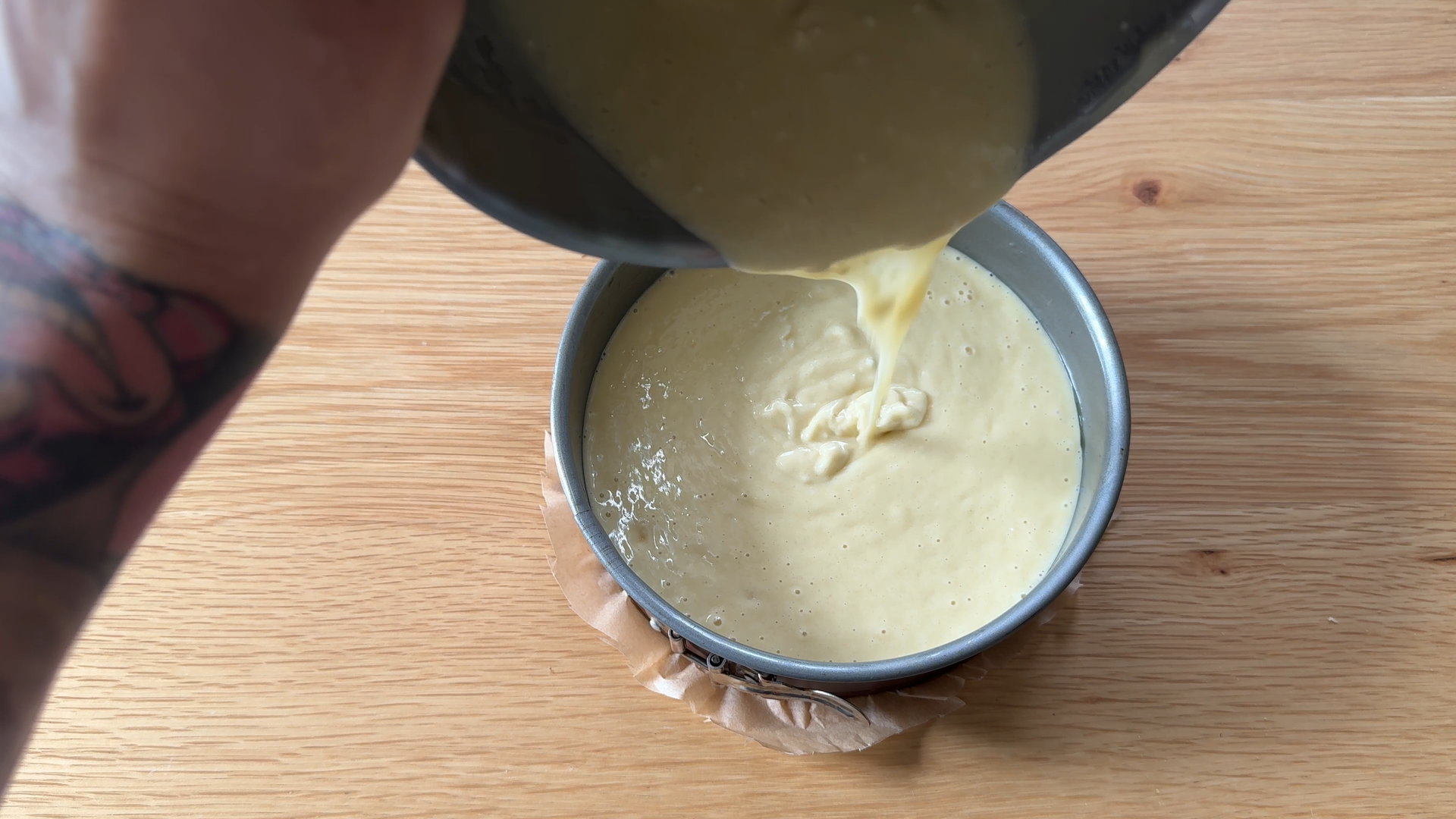 Pour into cake tin