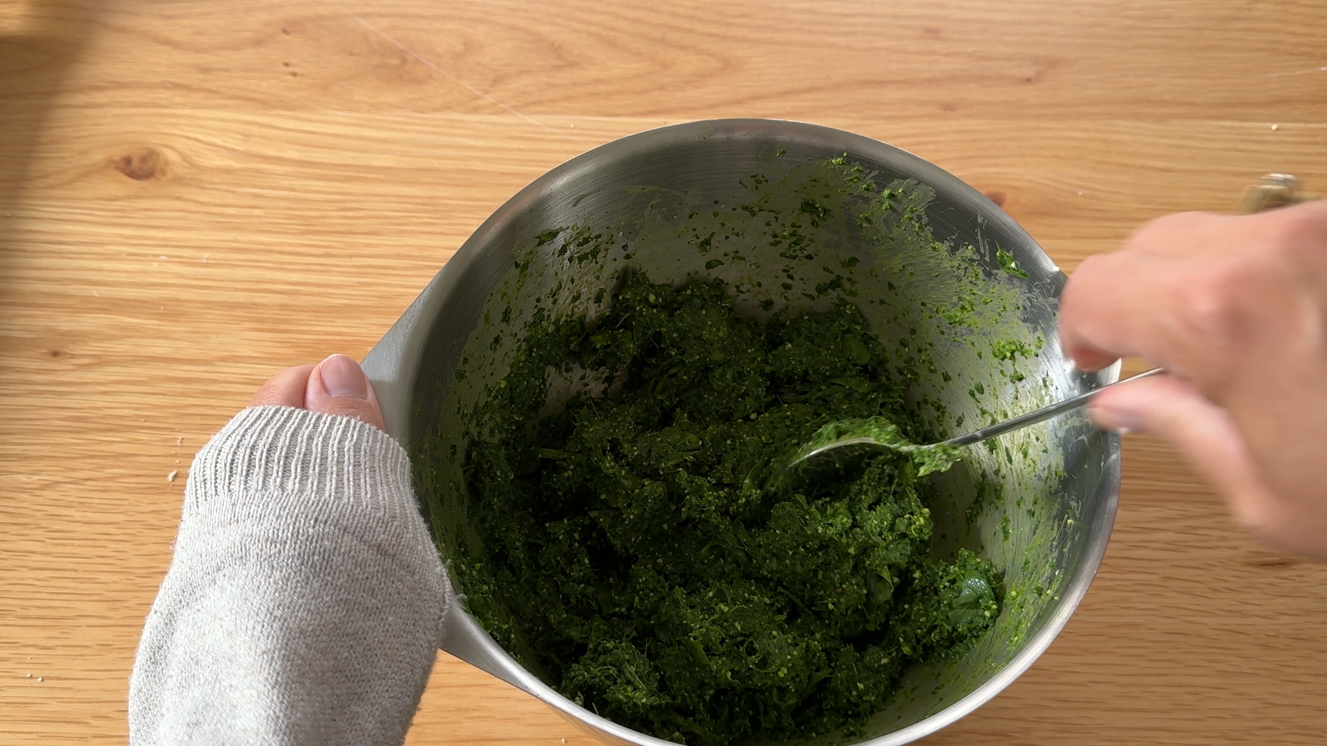 Blend filling until firm and dry