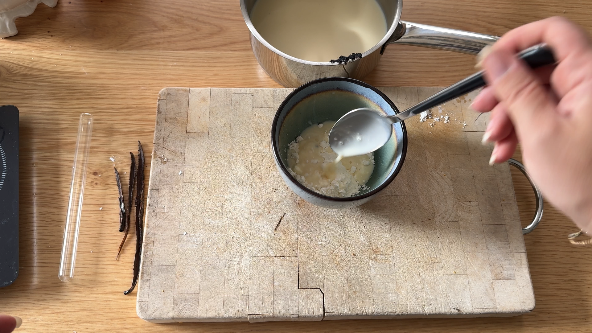 Add cornstarch and soymilk