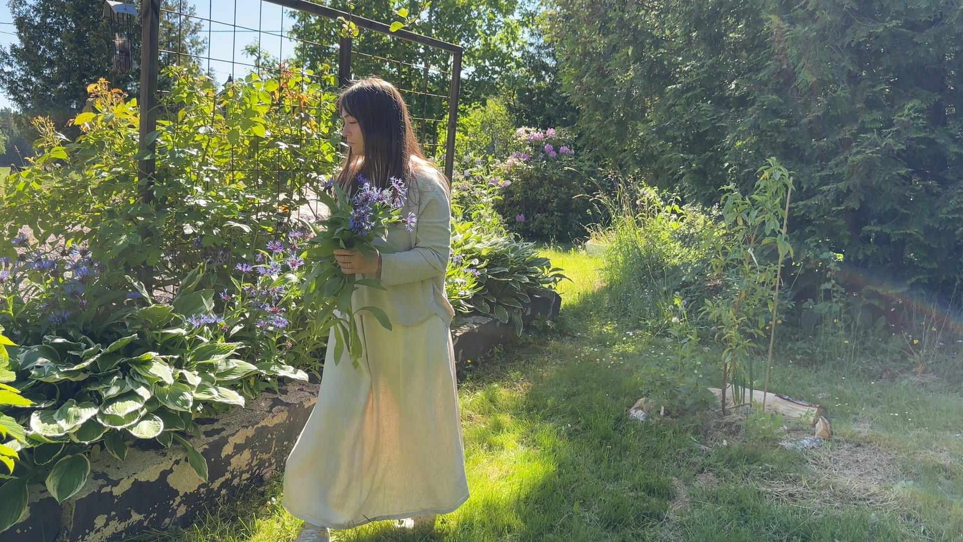 Picking flowers for the wreath