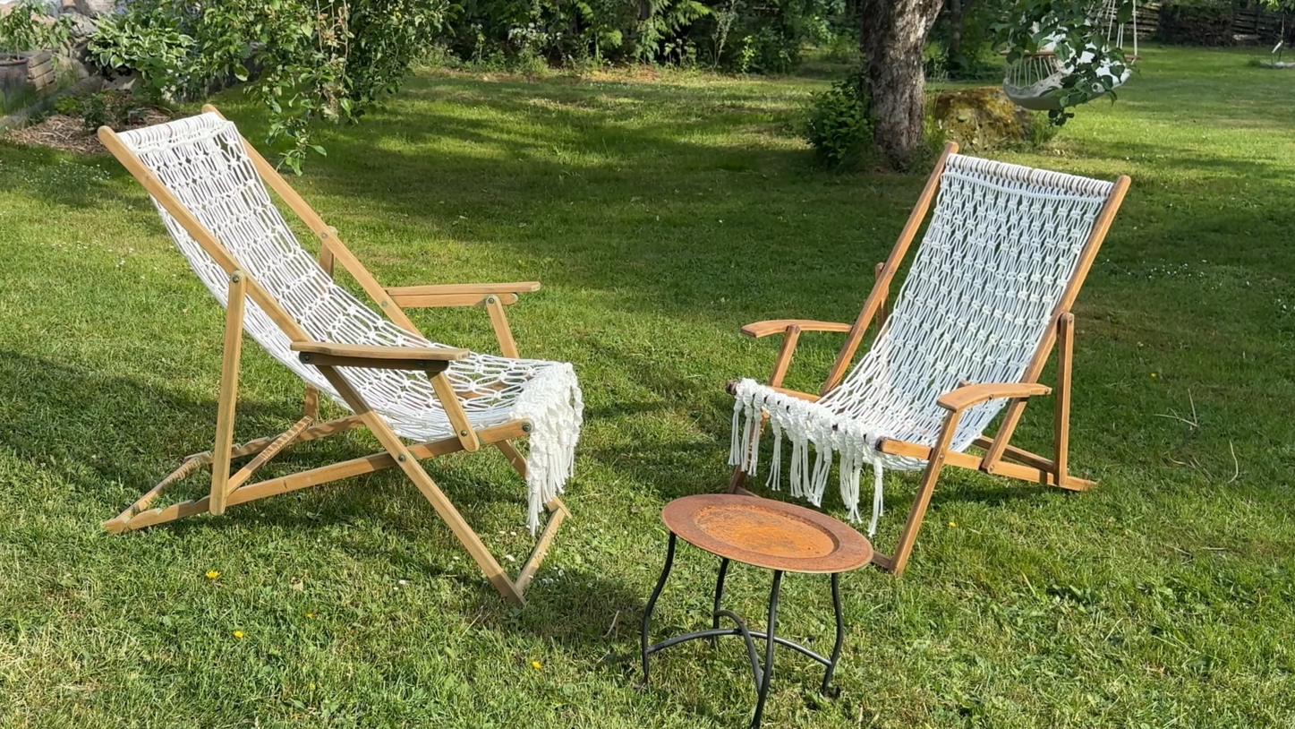 Finished Deckchairs with a Macramé Seat