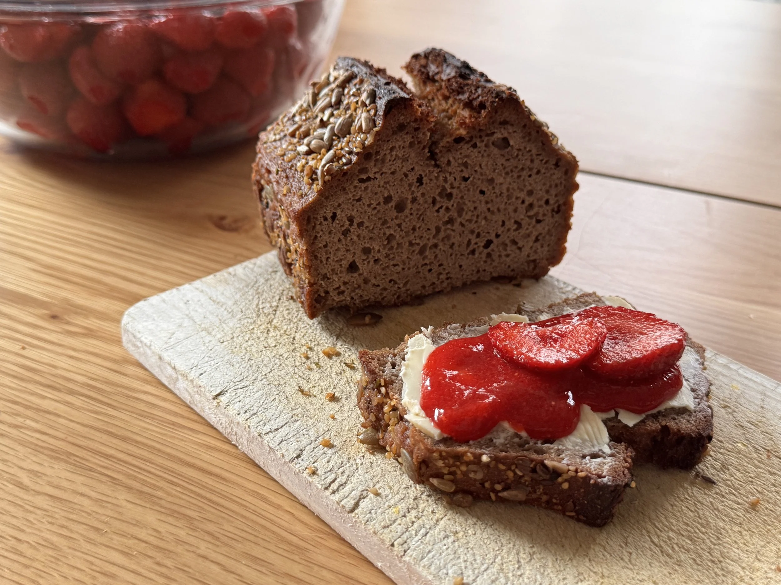Pure, Sugar-Free Strawberry Jam on Bread