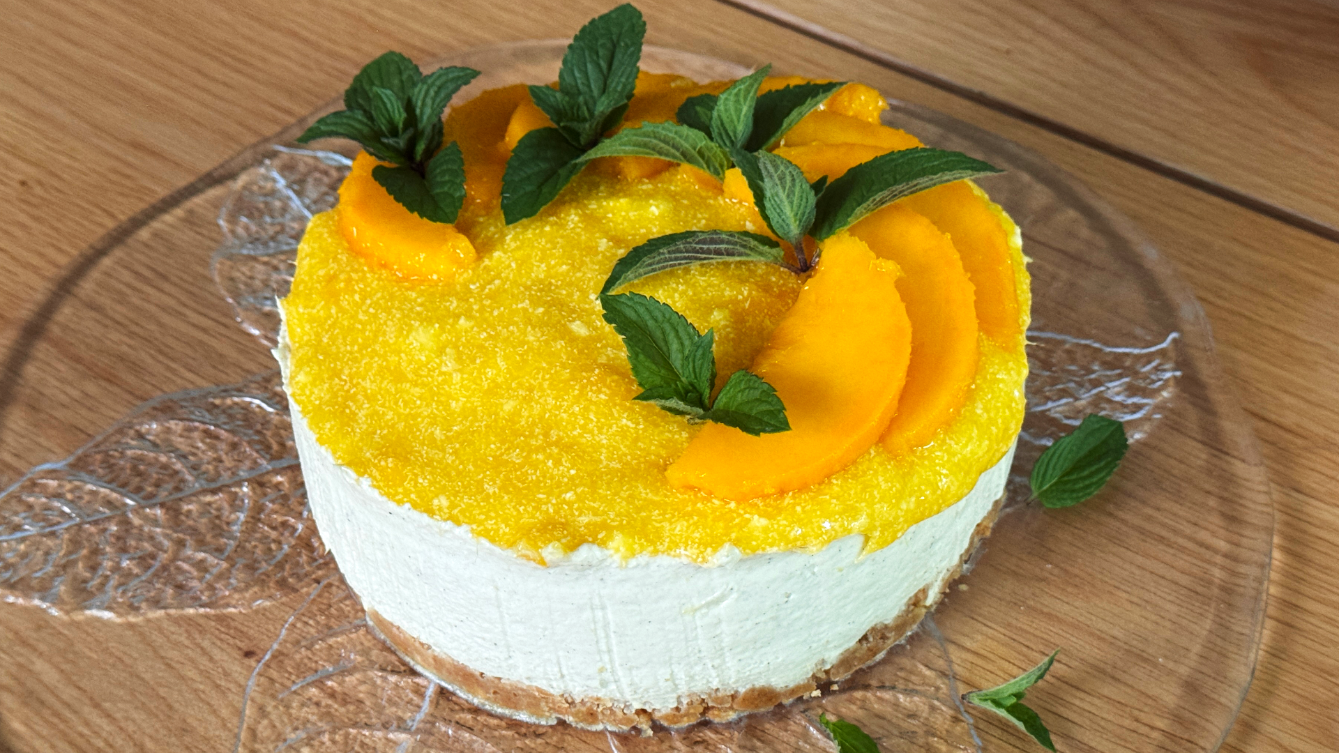 Vegan No-Bake Mango Curd Cheesecake Plated