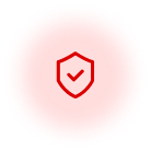 Red shield with a check mark in the center.