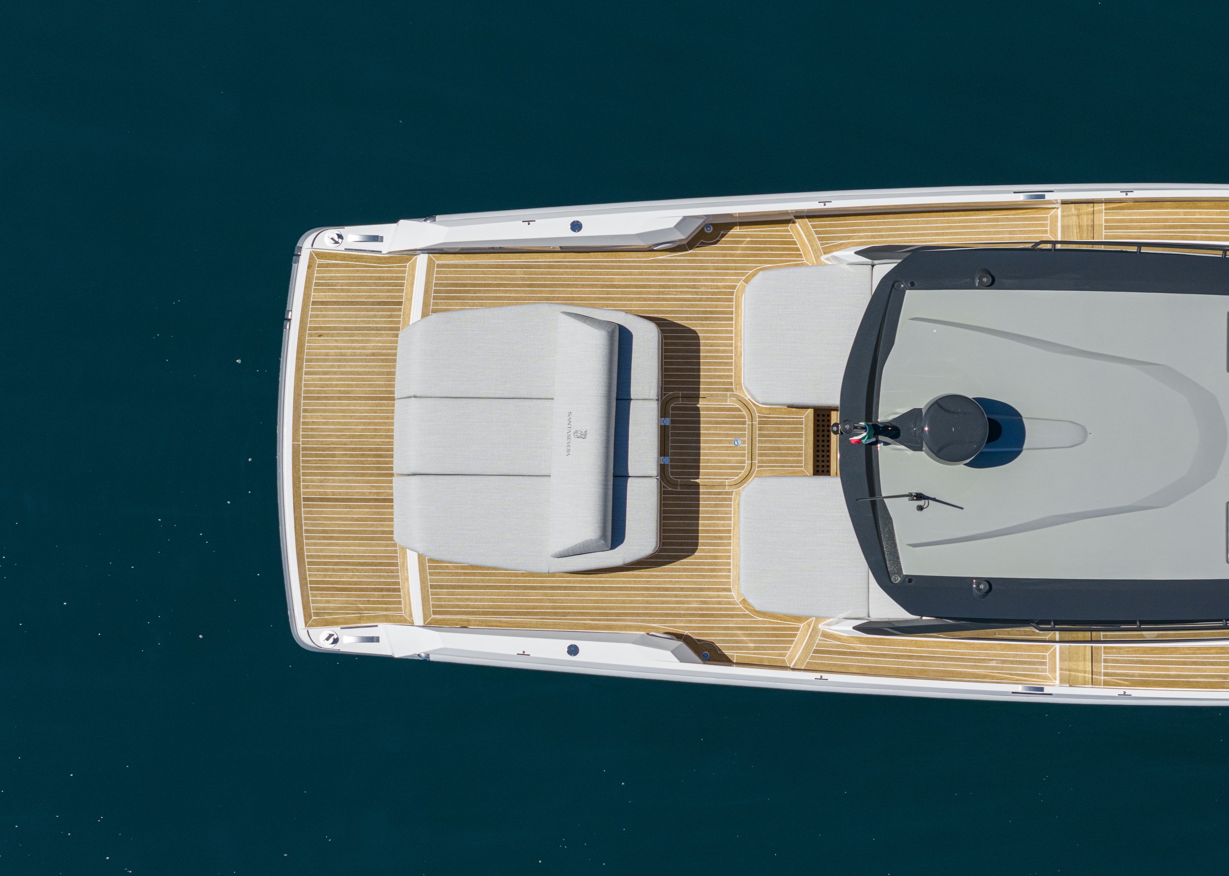 Top-down view of the deck of a santasevera yacht