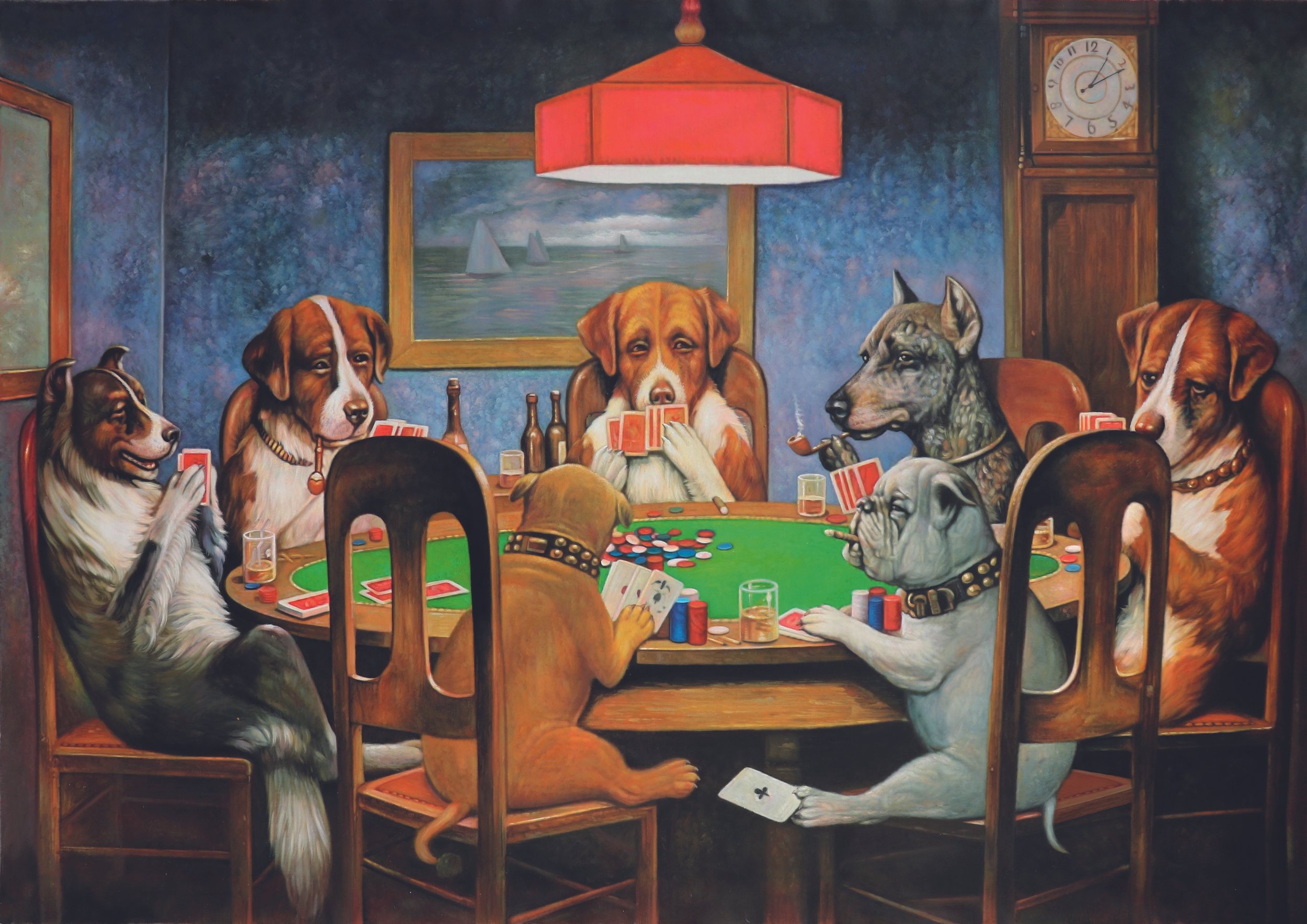 Das Gemälde "Dogs Playing Poker" von C.M.Coolidge.